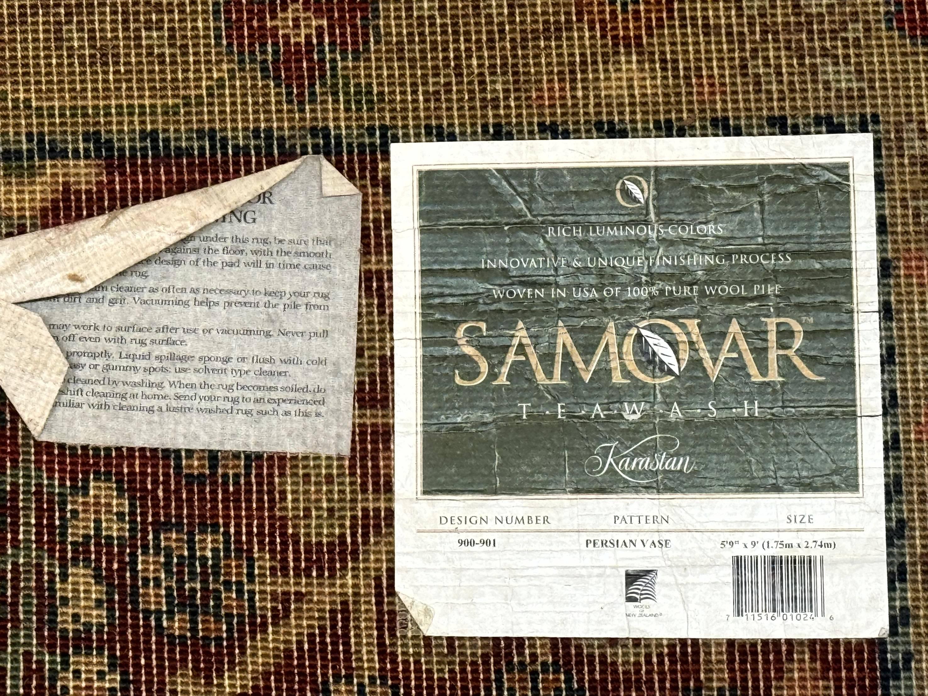 Karastan Rug 5.9 x 9 Samovar Teawash #900-901 Persian Vase Pattern, Wool Karastan Carpet, Traditional Area Rug, Allover Pattern Vintage Rug - Jewel Rugs