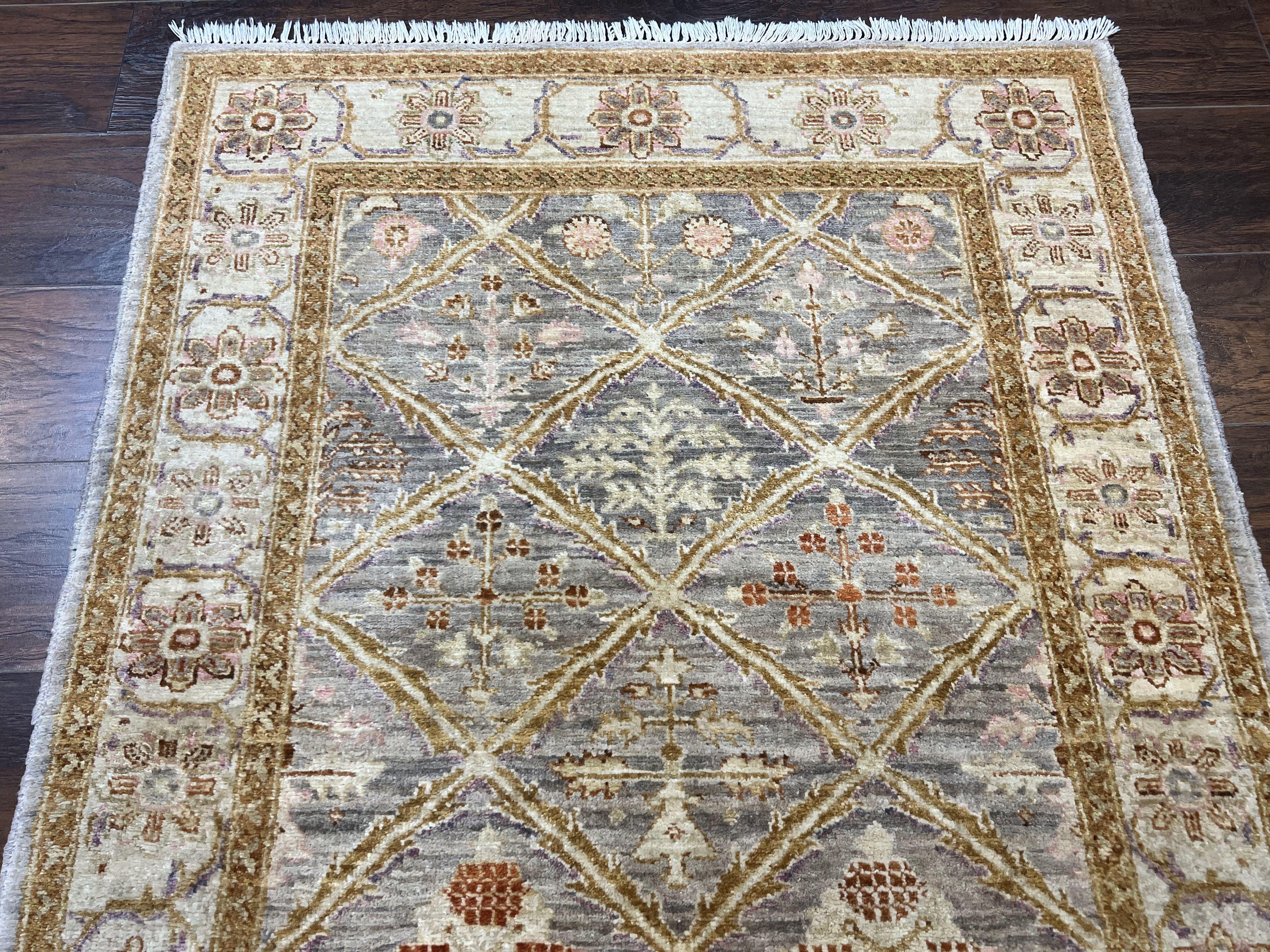 Pakistani Peshawar Rug 3.6 x 5, Safavieh Wool Handmade Hand Knotted Vintage Rug, Panel Design Oriental Carpet, Pair C - Jewel Rugs