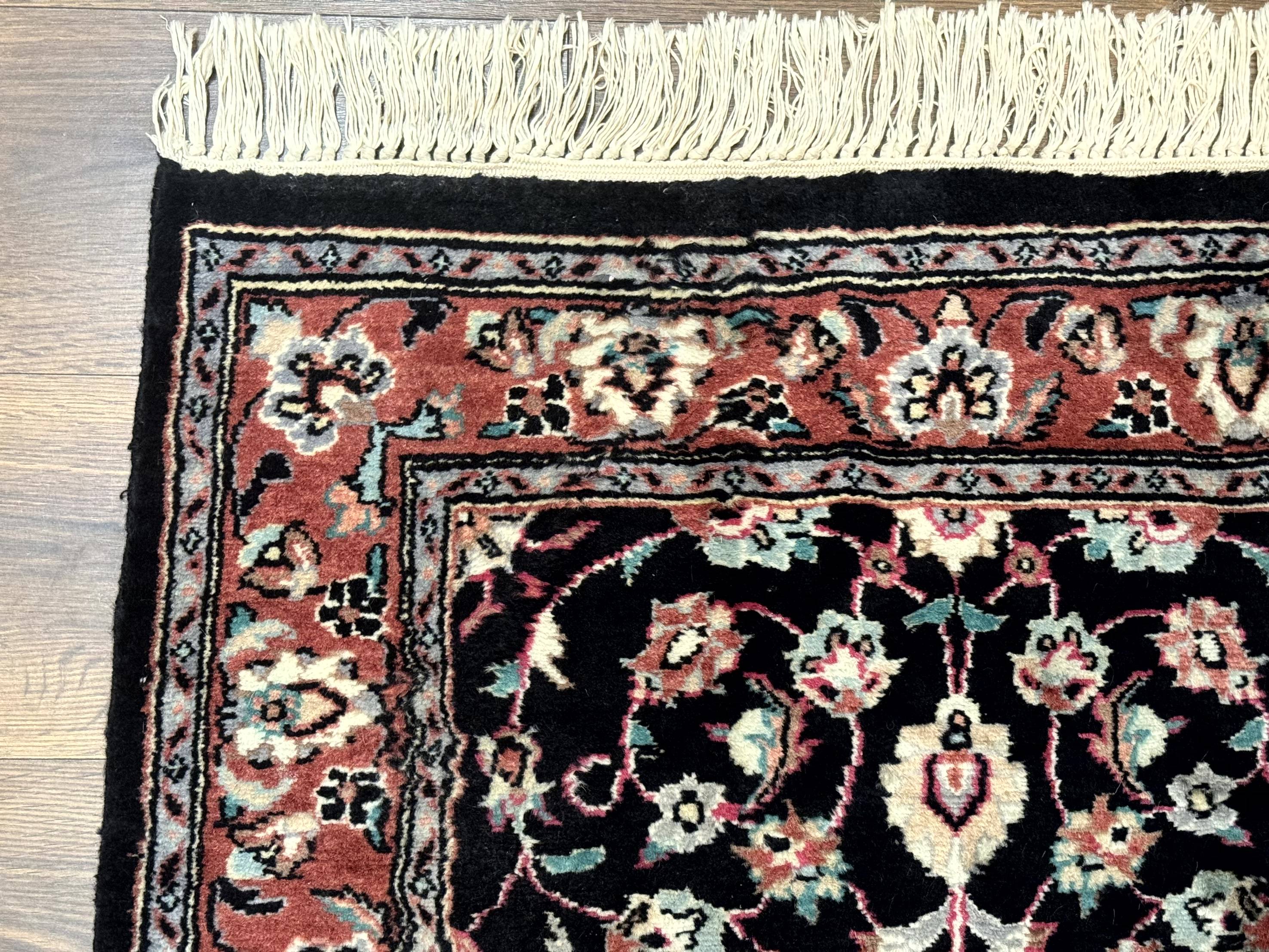 Pak Persian Runner Rug 2.8 x 10, Dark Blue, Floral Allover, Wool - Jewel Rugs