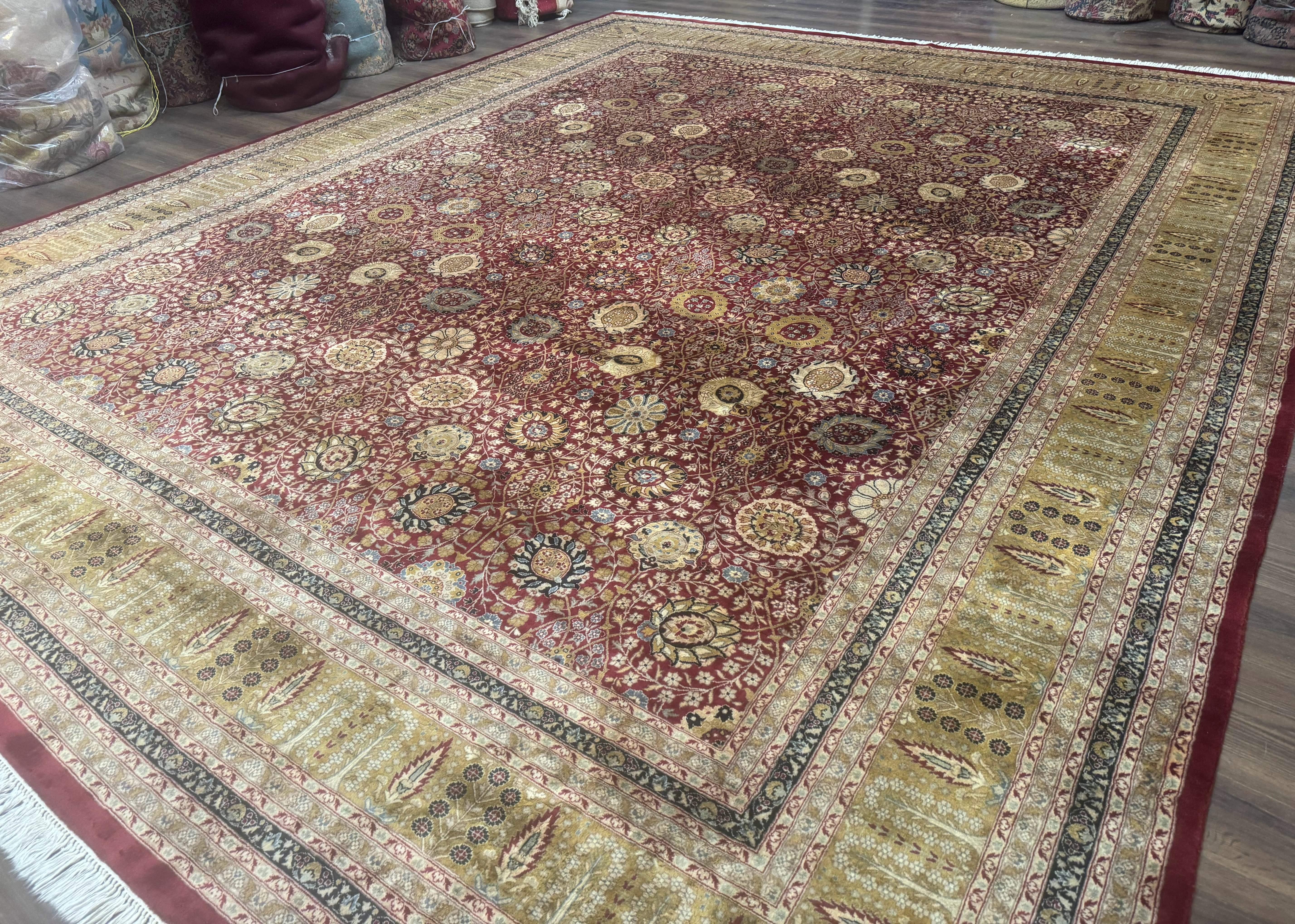 Palace Size Pak Persian Rug 12x15, Brick Red, Allover Pattern, Handmade Oversized Wool Oriental Carpet, Large Area Rug, Fine 225 KPSI - Jewel Rugs