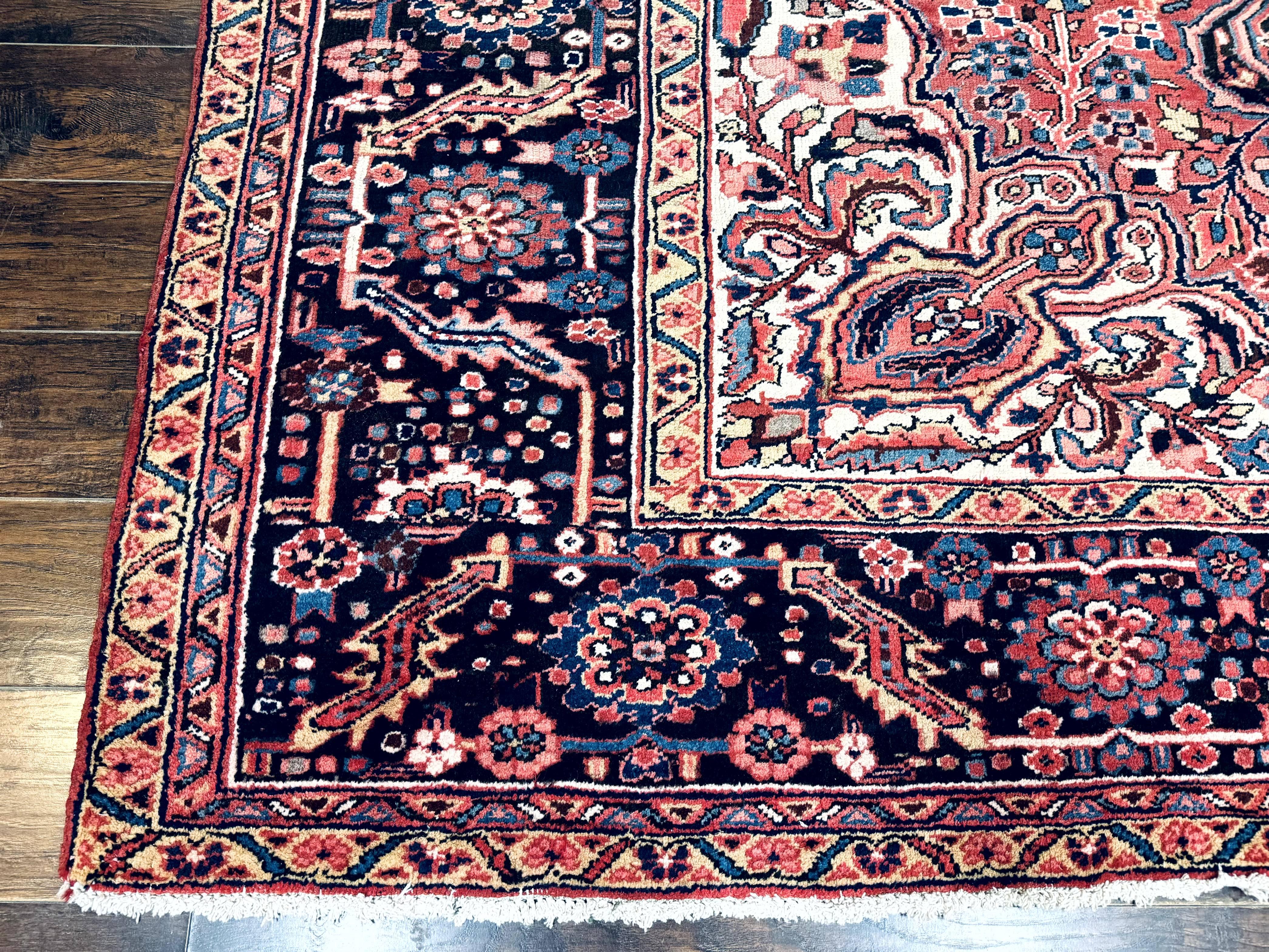 Persian Heriz Rug 10x13, Antique Wool Carpet, Geometric, Ahar Rug - Jewel Rugs