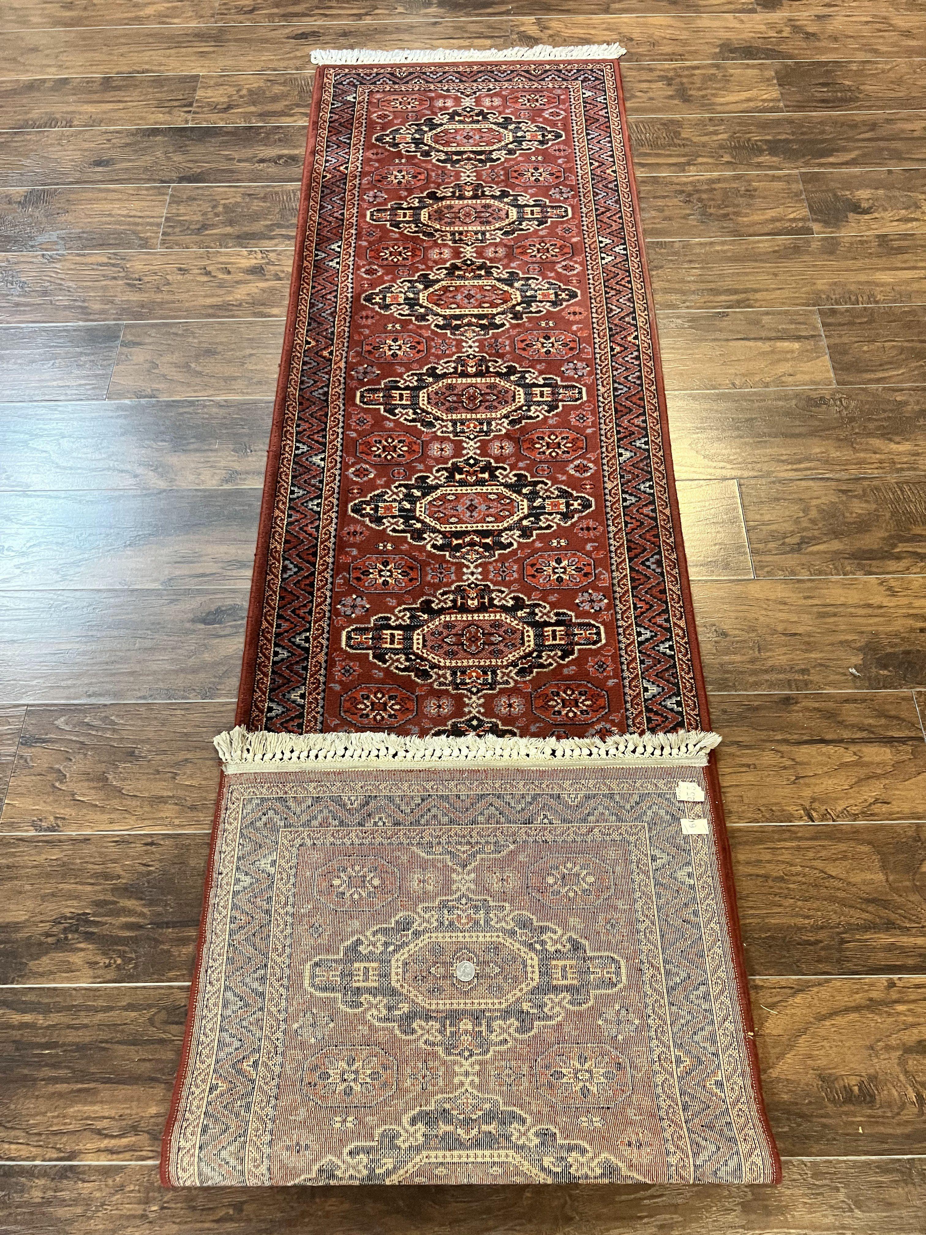 Belgium Power Loomed Runner Rug 2x9, Vintage Wool Rug for Hallway 2 x 9 ft, Red, Caucasian Persian Design, 9ft Runner - Jewel Rugs