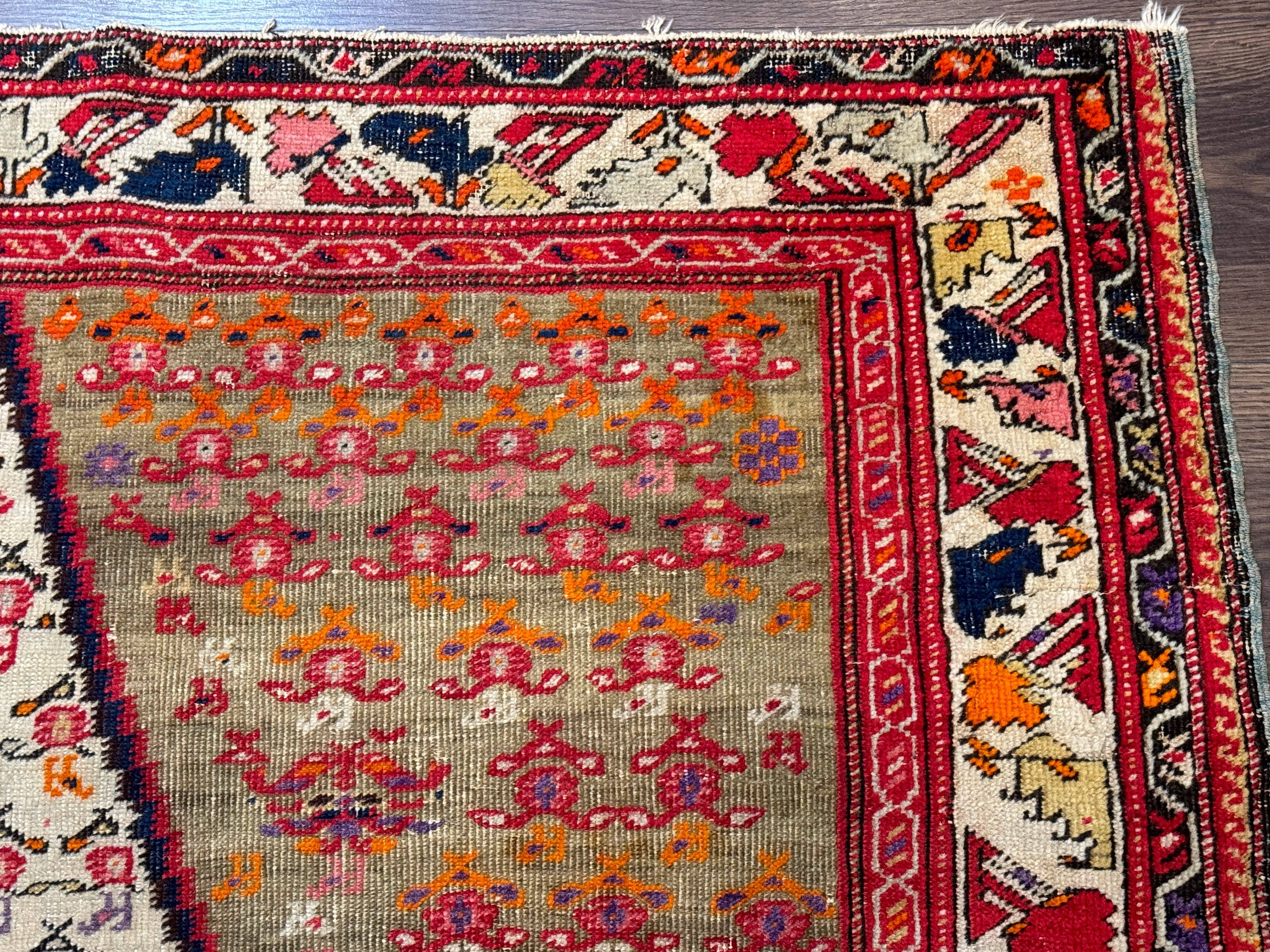 Antique Persian Malayer Rug 4x7, Tribal Senneh Carpet, Geometric, Diamond Design - Jewel Rugs