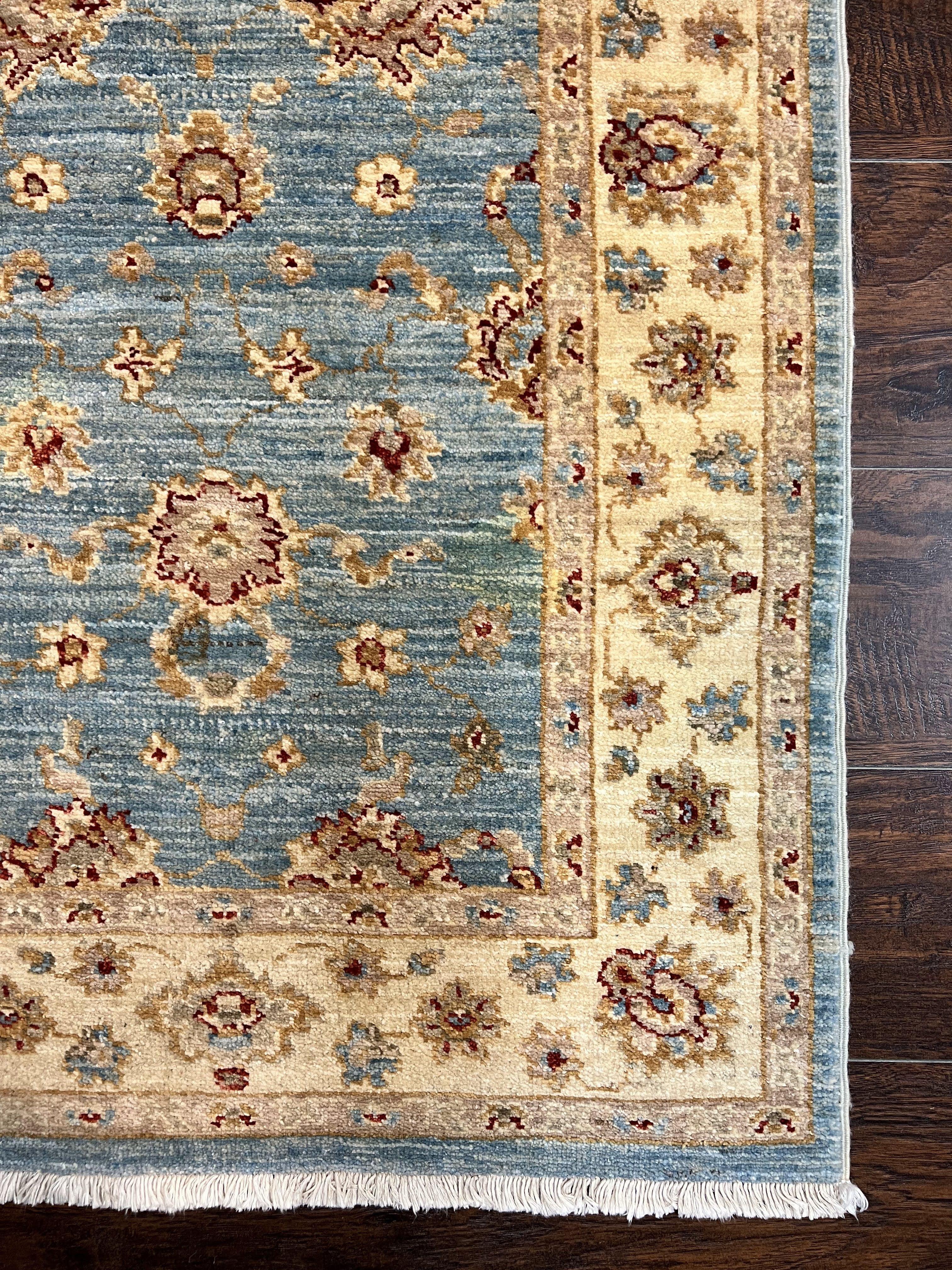 Peshawar Runner Rug 2.8 x 15.8, Light Blue and Cream, Long Hand Knotted Handmade Hallway Runner, Oriental Carpet, Pastel Colors, Wool Rug - Jewel Rugs