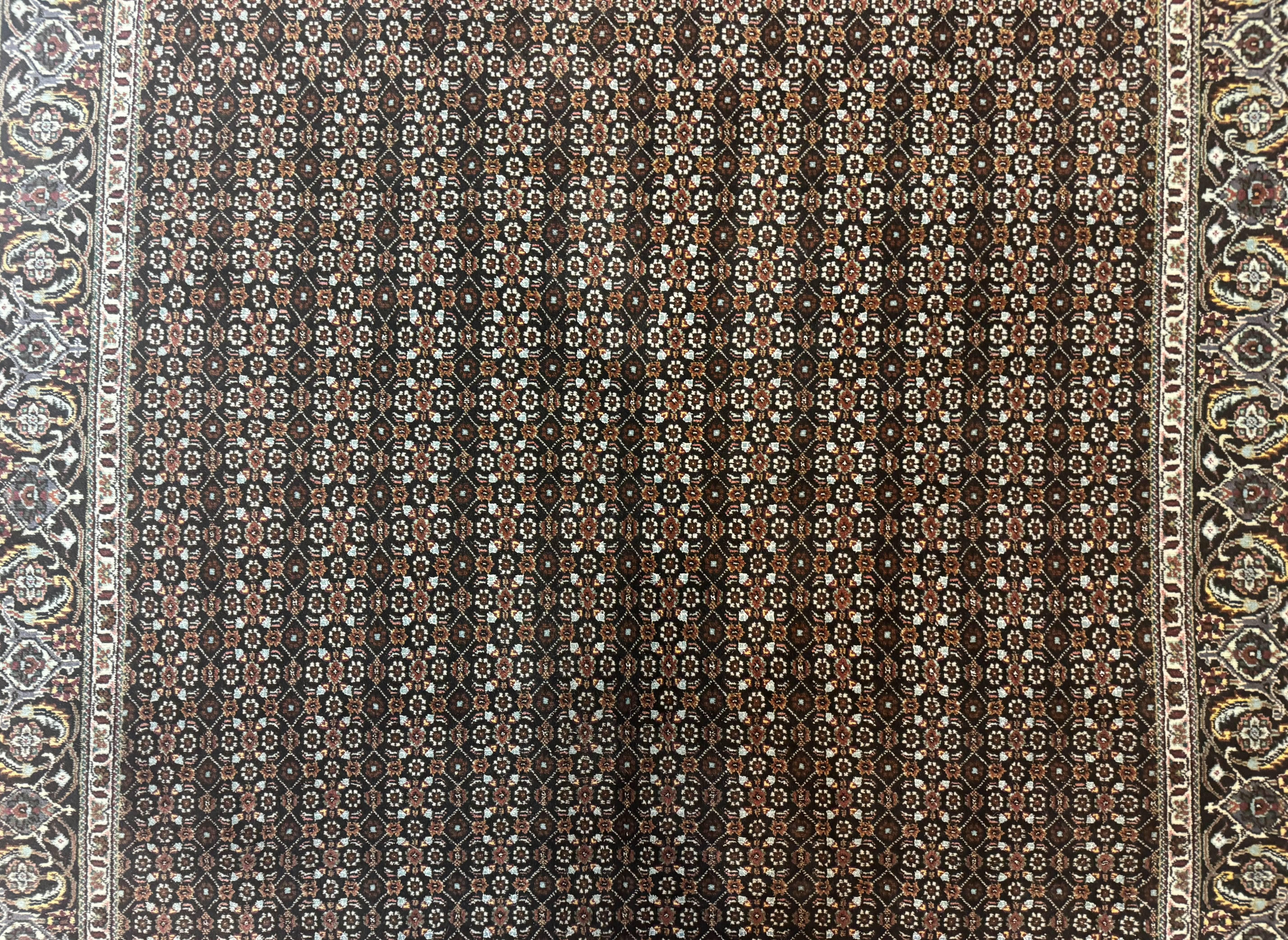 Persian Tabriz Rug 5x7, Black, Allover Pattern - Jewel Rugs