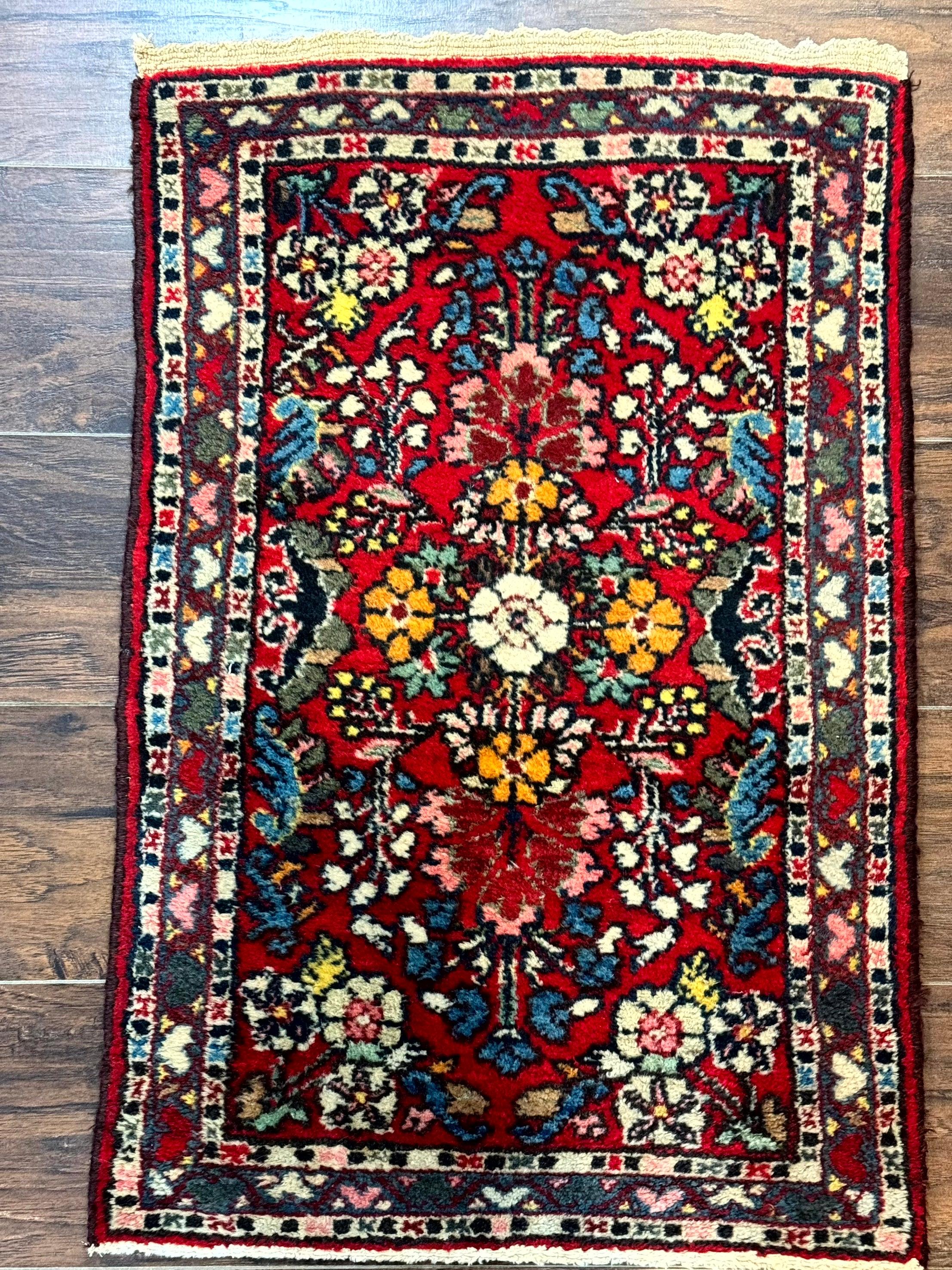 Small Persian Tribal Rug 2x3, Red Colorful Small Hamadan Carpet, Antique Persian Rug - Jewel Rugs