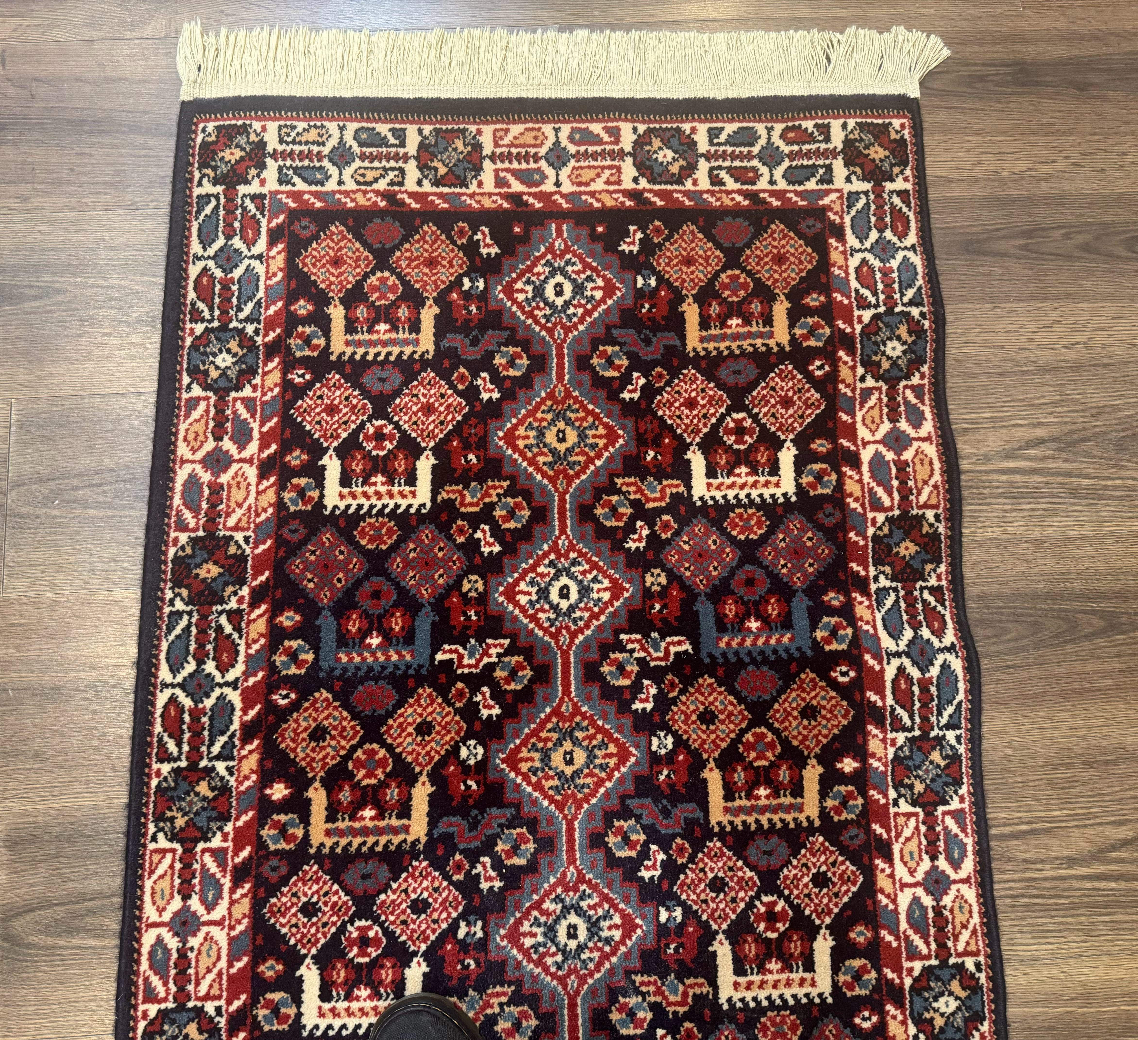 Small Karastan Rug 3x4, Yuruk Collection, Wool, Tribal, Geometric, Navy Blue - Jewel Rugs