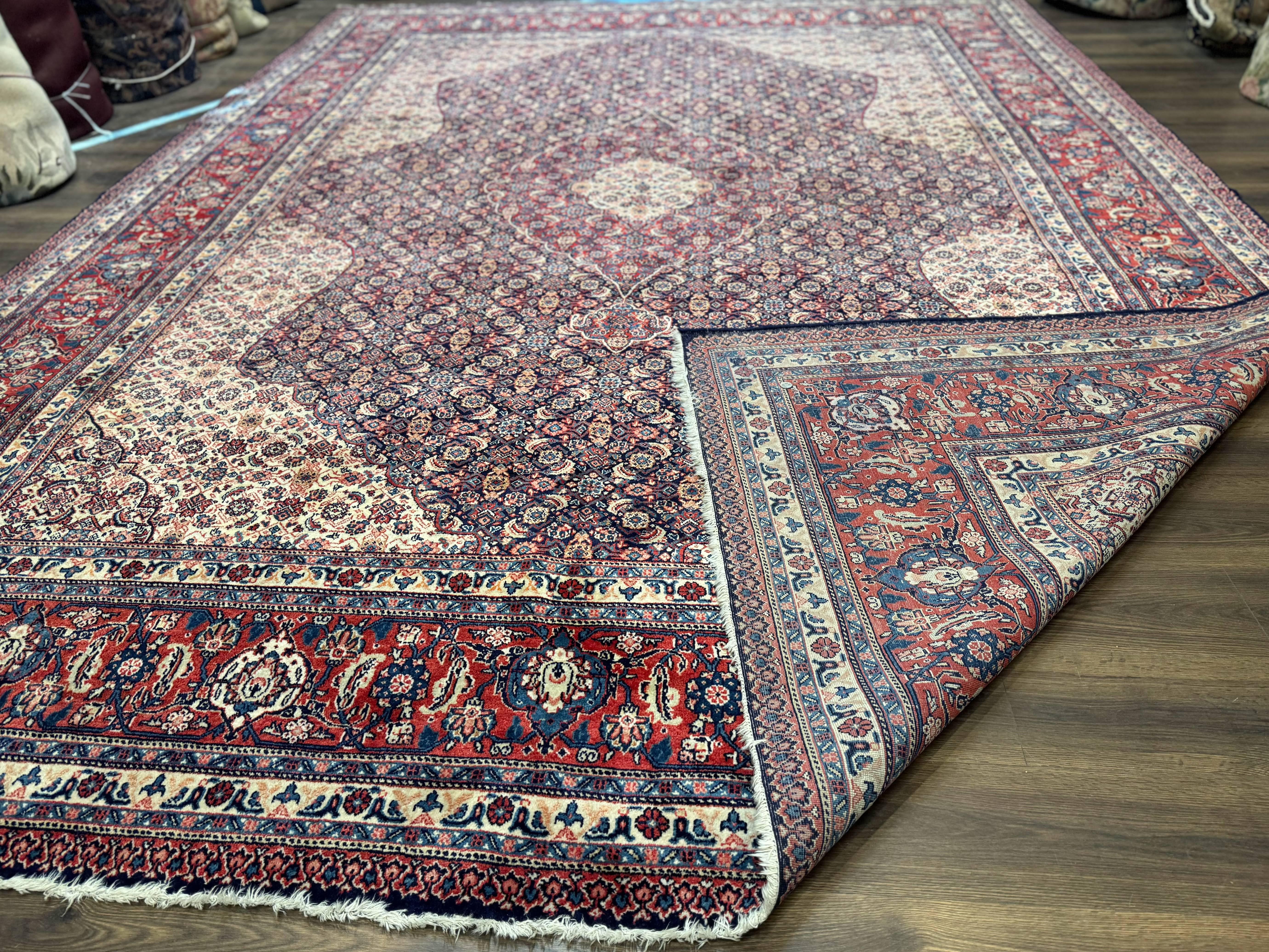 Persian Tabriz Rug 11x14 Navy Blue Herati Wool Carpet - Jewel Rugs