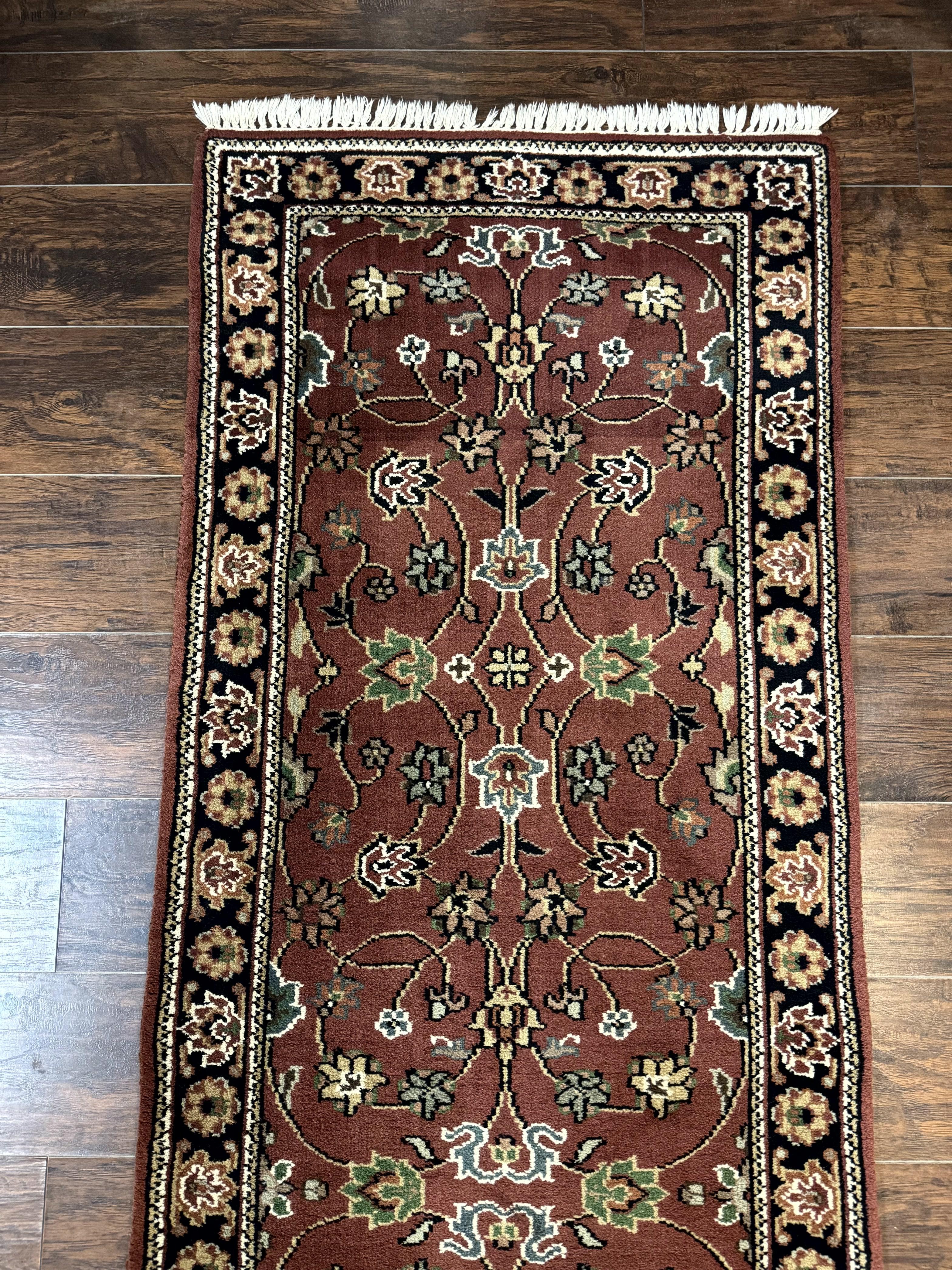 Indo Persian Sarouk Runner Rug 2.8 x 20 ft Runner for Hallway, Long Runner Rug, Handmade - Jewel Rugs