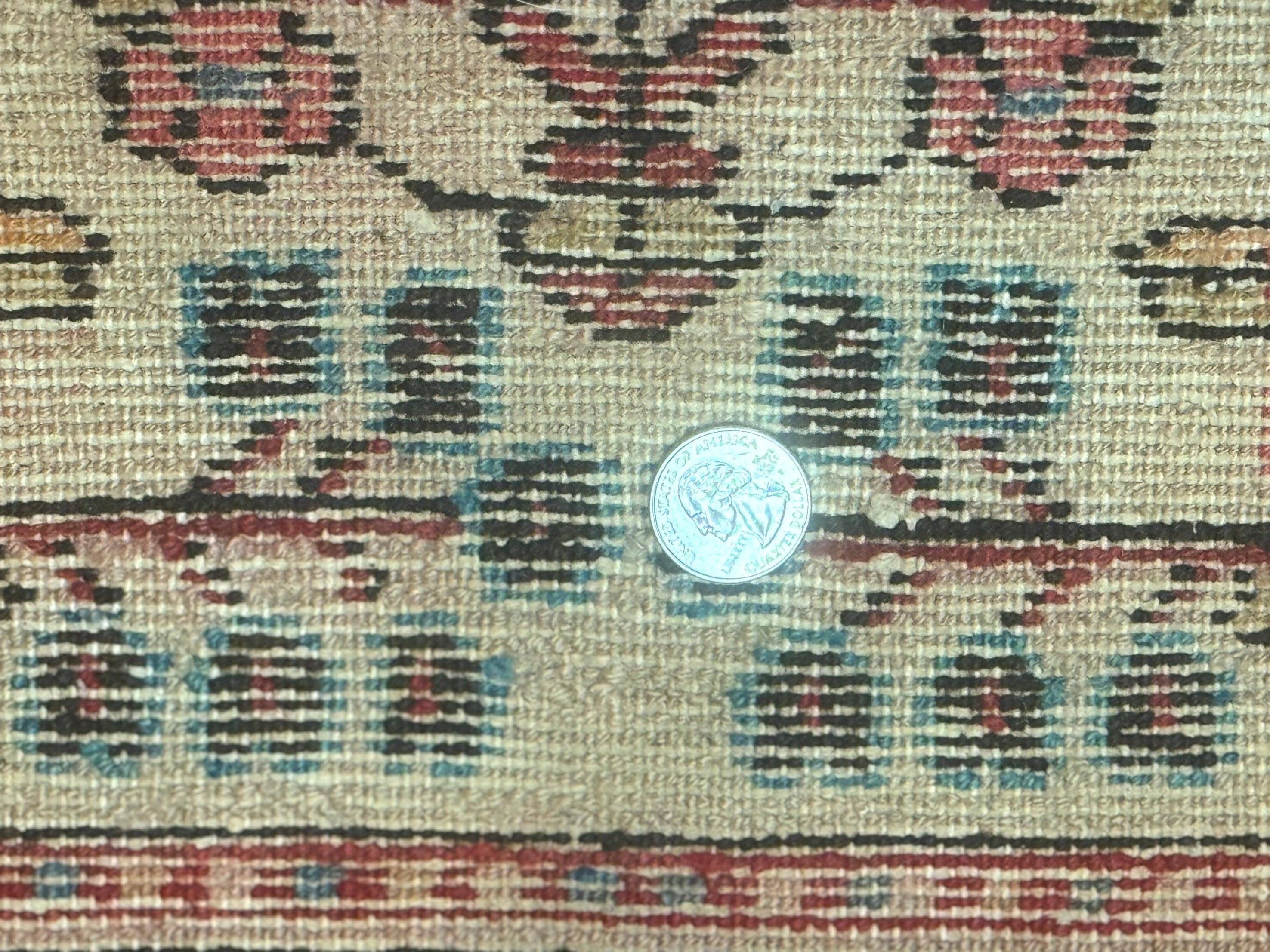 Small Antique Persian Rug 2x3, Beige and Red, Floral, Wool, Hamadan Rug - Jewel Rugs