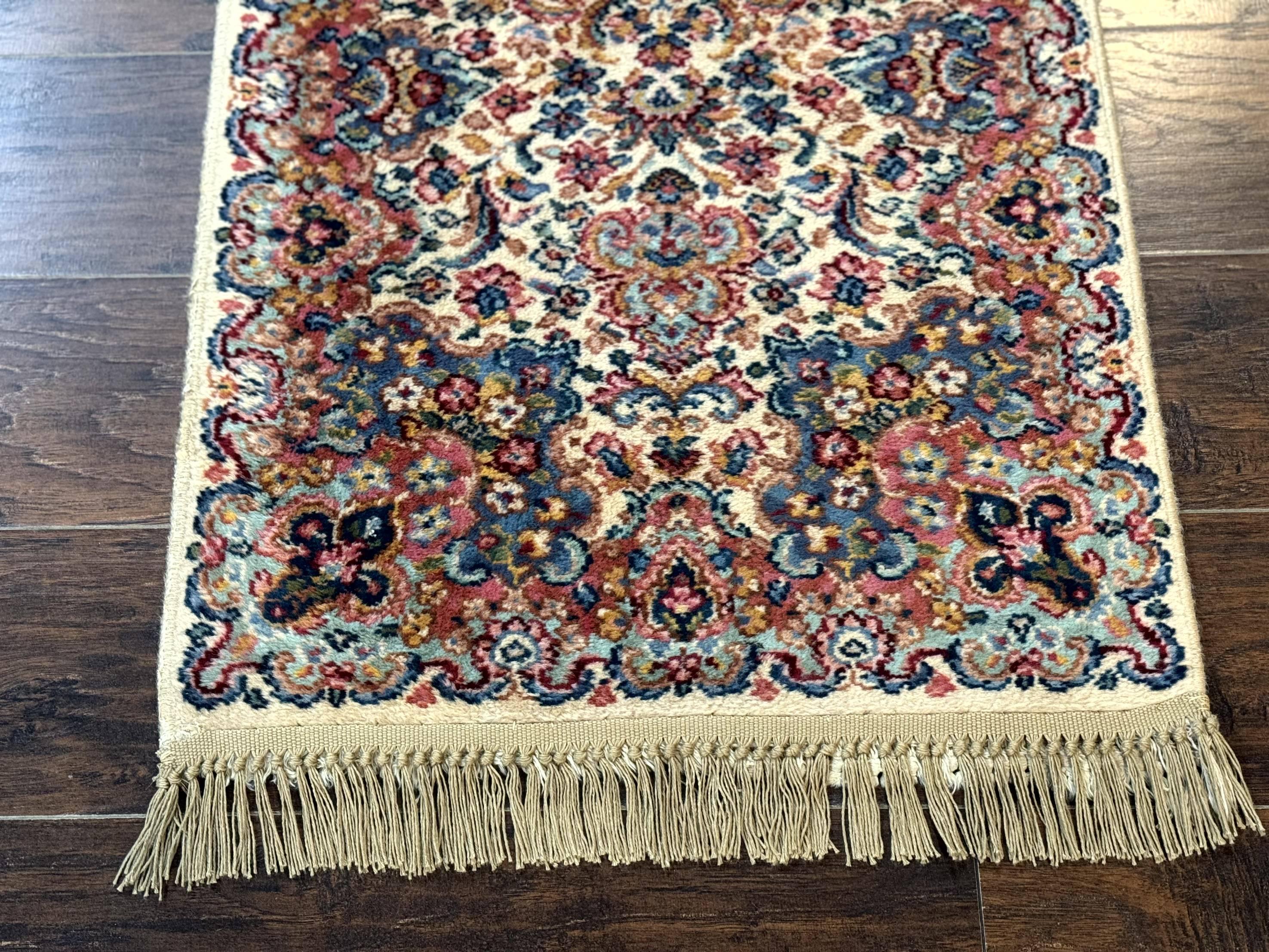 Karastan Rug 2x4, Karastan Kirman Rug #724, Wool Vintage Discontinued Small Karastan Area Rug, Ivory Kirman - Jewel Rugs