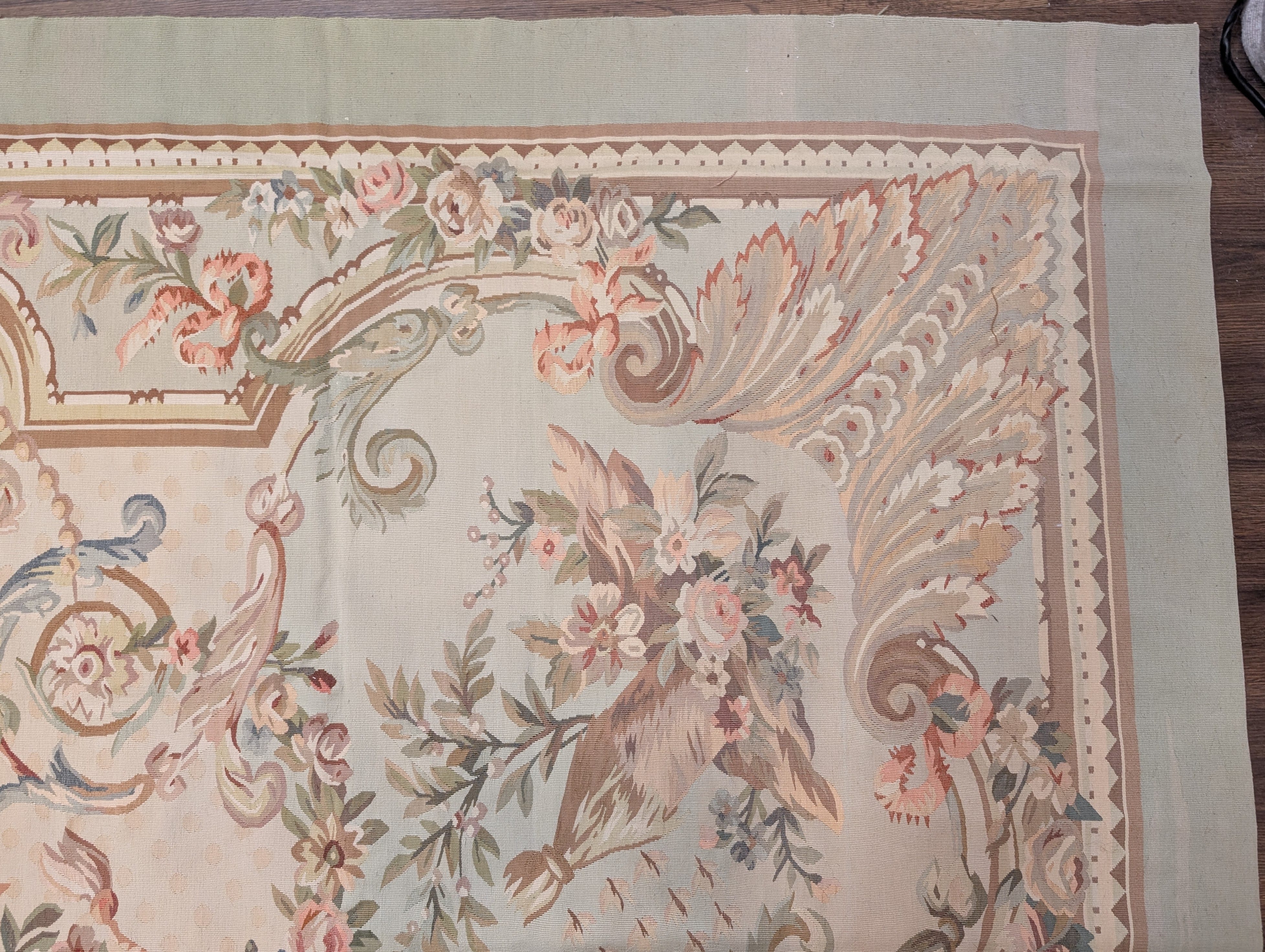 Aubusson Rug 10x14, Flatweave Hand-Woven Wool Carpet - Jewel Rugs