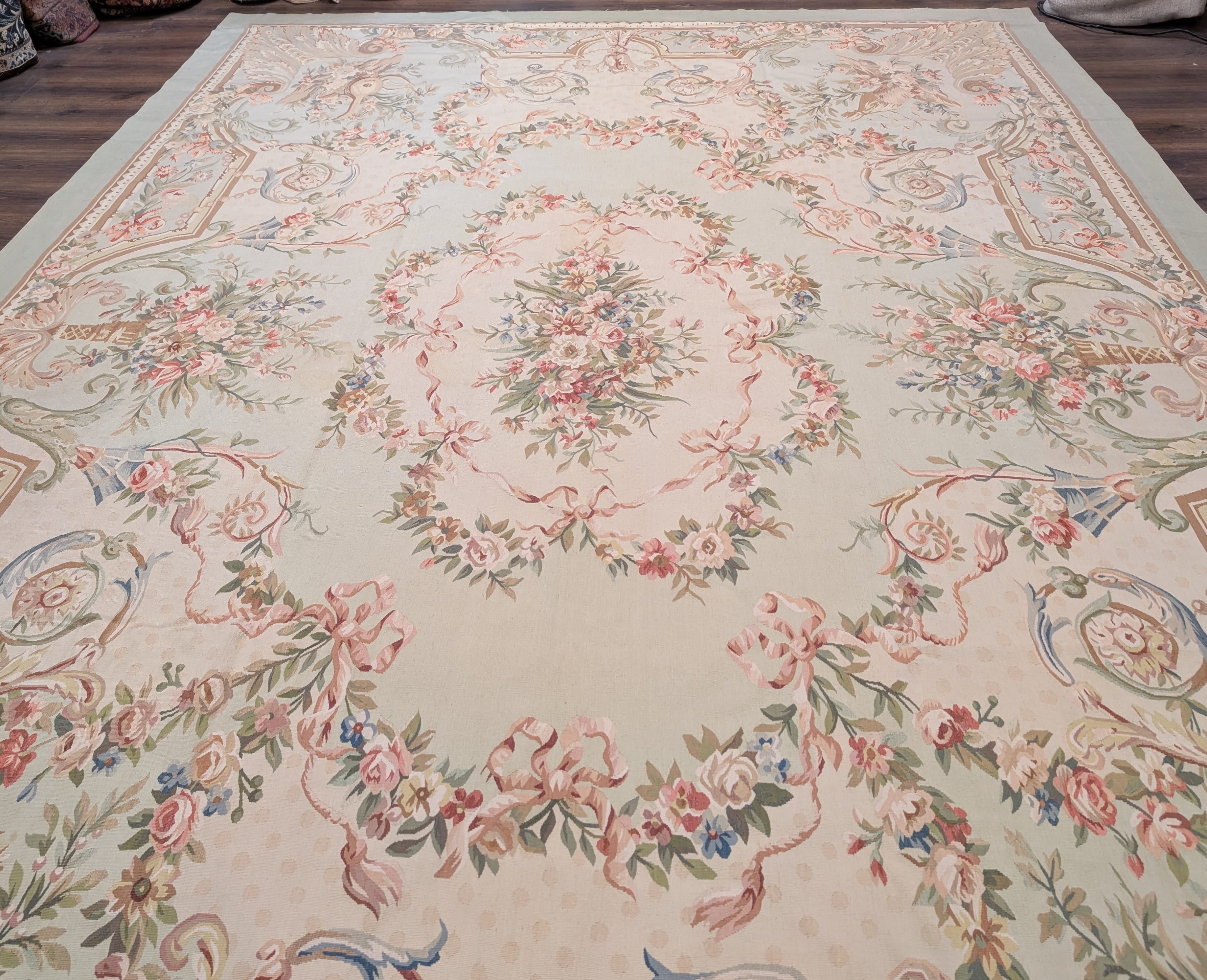 Aubusson Rug 10x14, Flatweave Hand-Woven Wool Carpet - Jewel Rugs