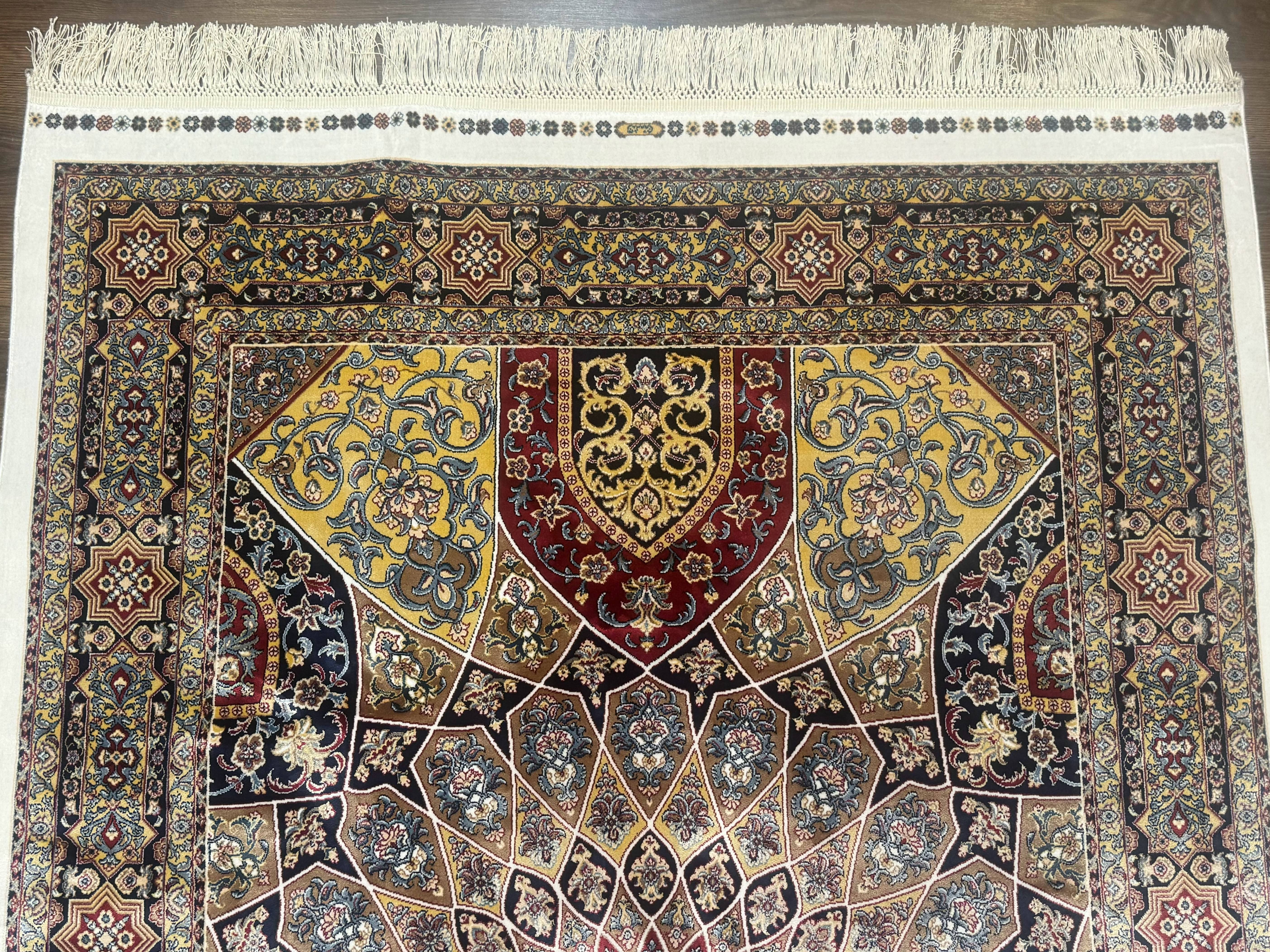 Turkish Silk Rug 4x6, Dome Design, Memluk Carpet, Bamboo Silk, New - Jewel Rugs