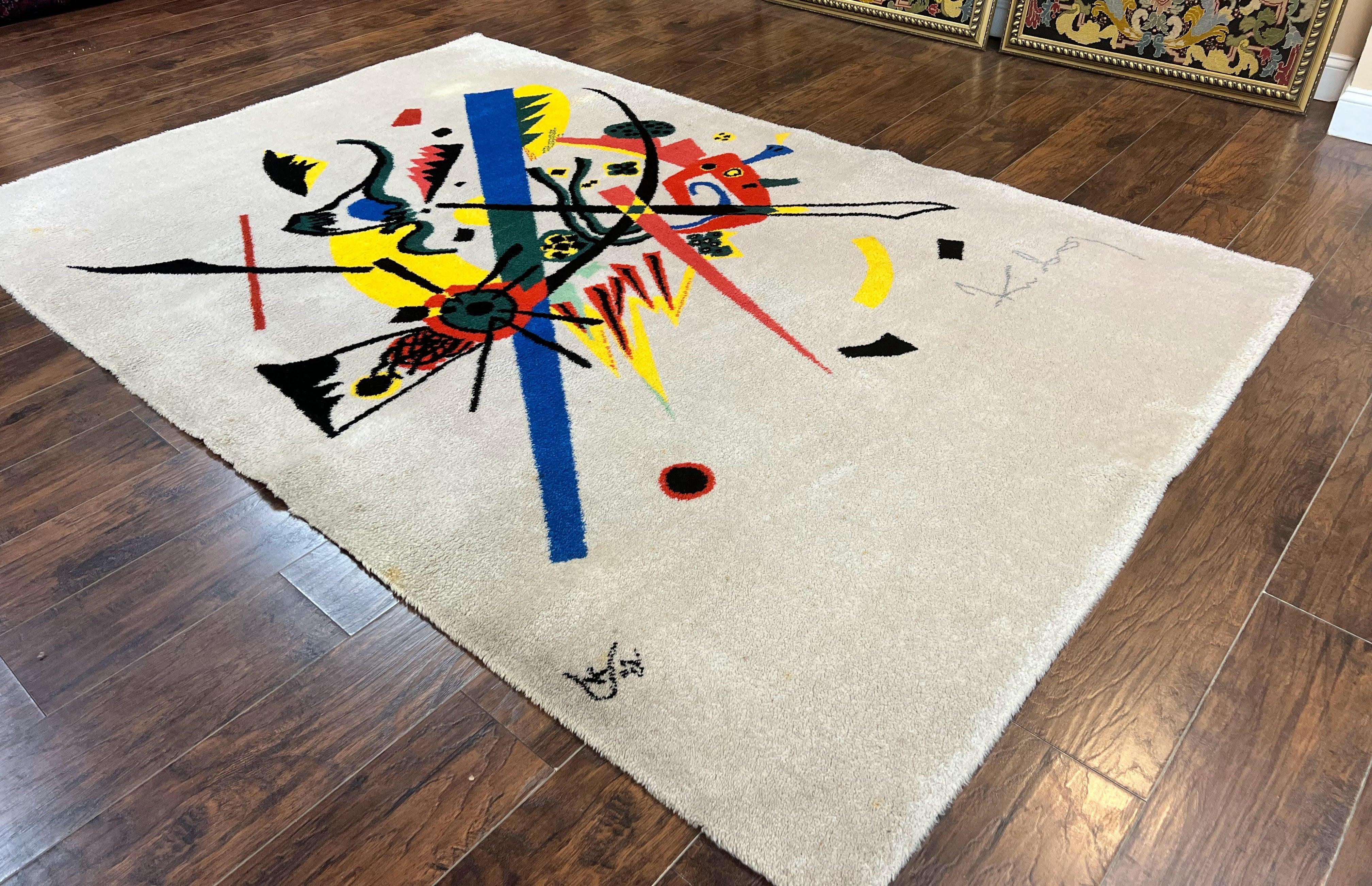 Danish Rya Shag Rug 6x9, EGE Axminster Carpet, Ivory, Modern Abstract Rug, Signed by Designer - Jewel Rugs