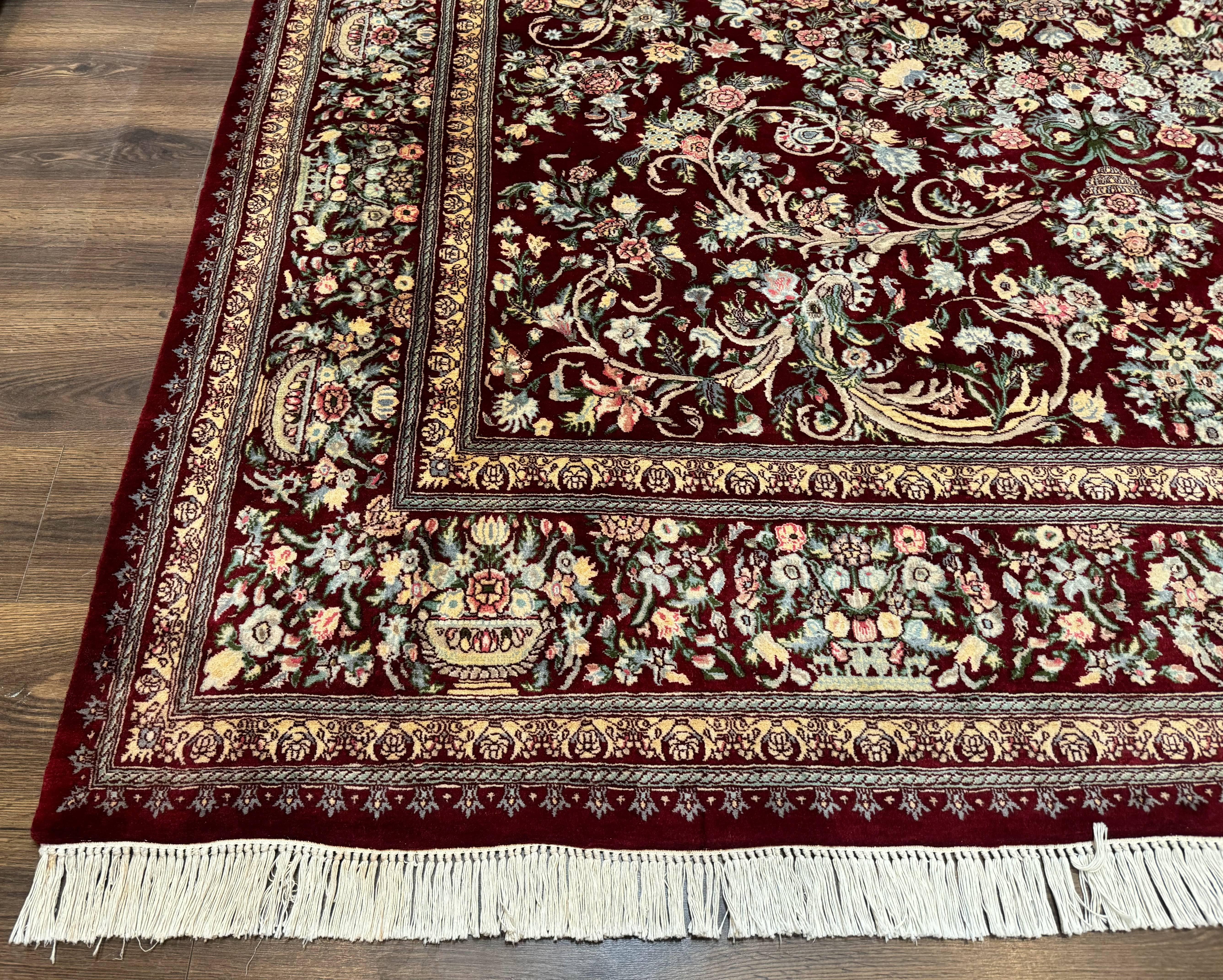 Burgundy Persian Rug 8x10, Pak Persian Floral Carpet, Very Fine 300 KPSI - Jewel Rugs