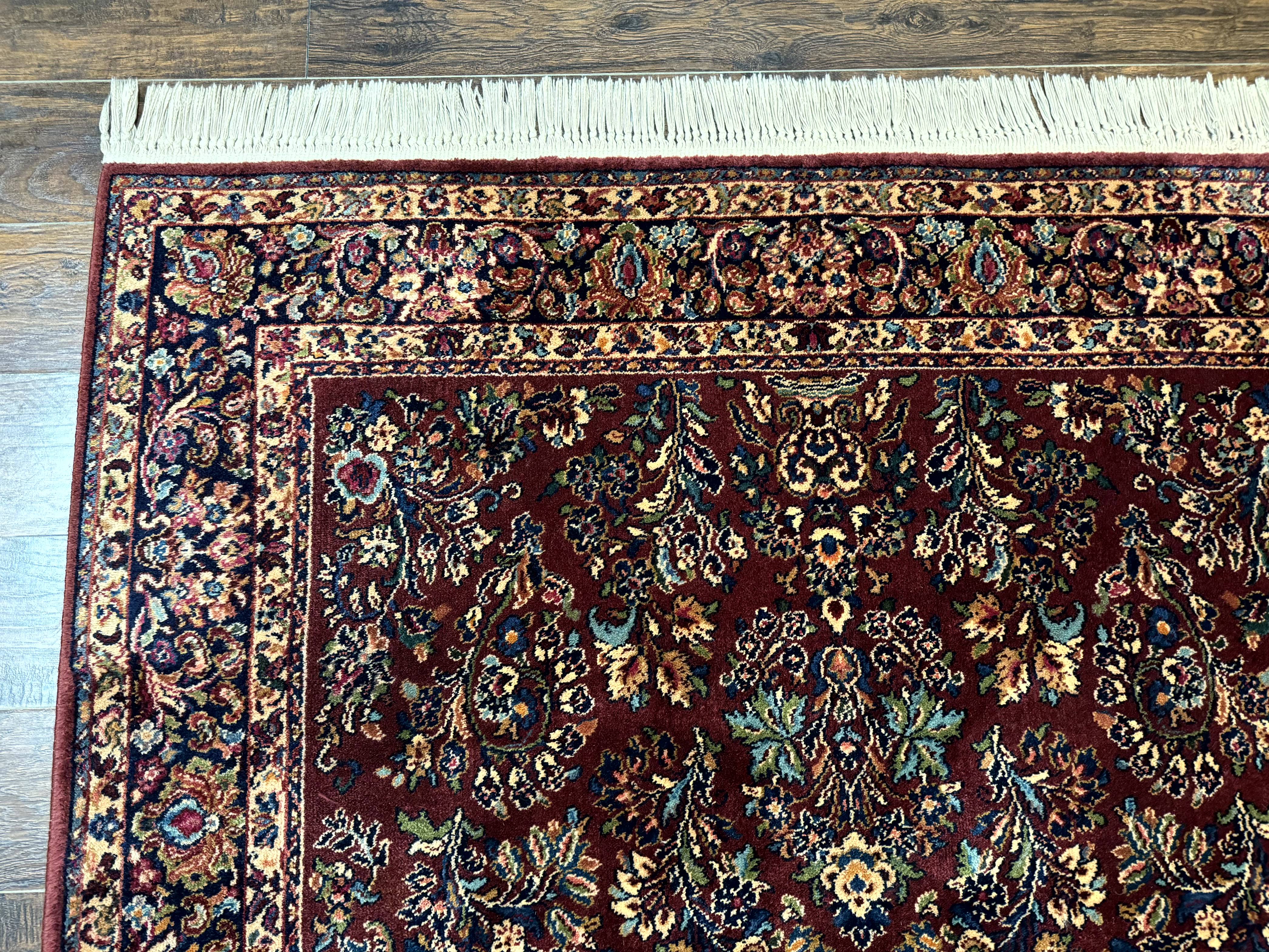 5.9 x 9 Karastan Rug Red Sarouk Rug #785, 100% Wile Pile Carpet, Original 700 Series, Vintage - Jewel Rugs