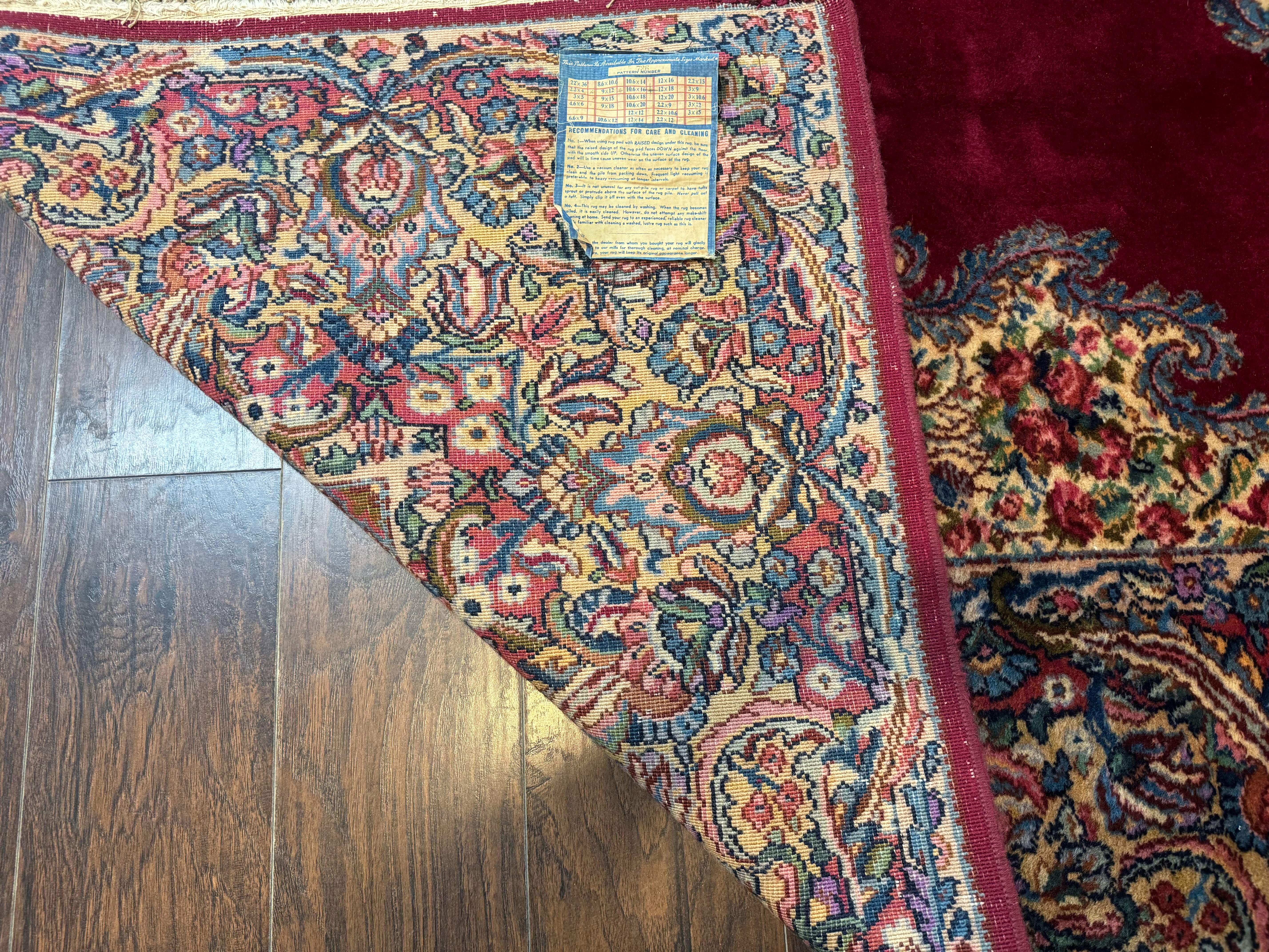 Karastan Rug 8.8 x 12 - Red Floral Kirman - Wool Pile Carpet - Jewel Rugs