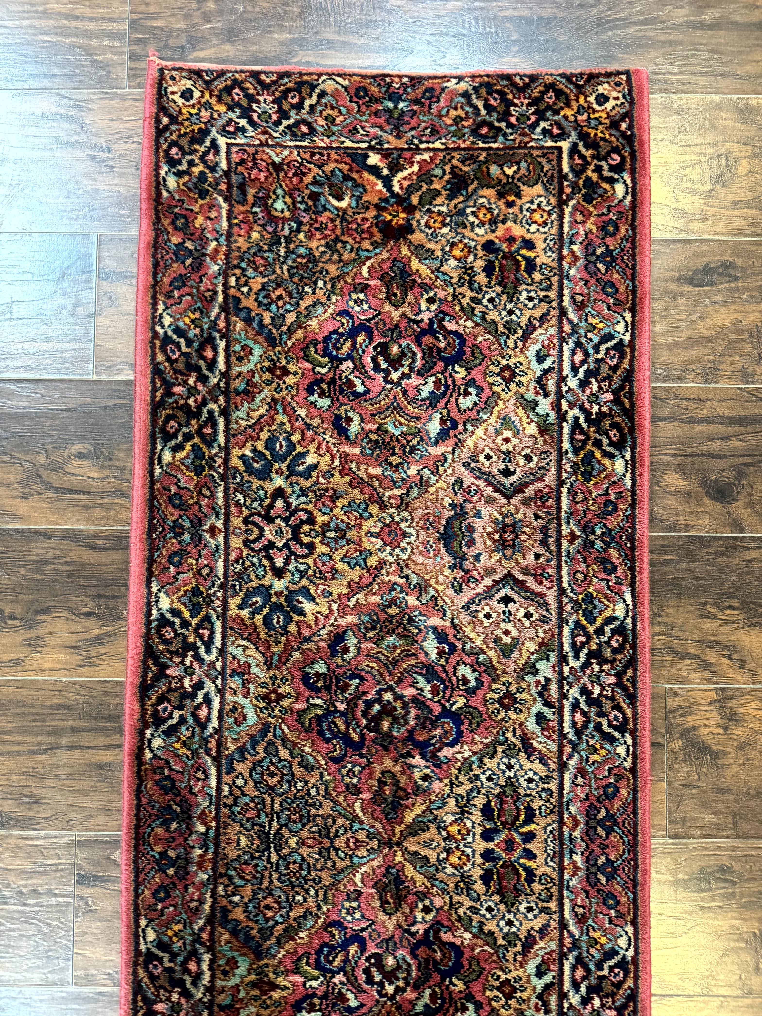 Karastan Runner Rug 2x9, Multicolor Panel Kirman Runner #717, Wool Pile, Original 700 Series, Vintage, Skinny Runner 2 x 9, Rare - Jewel Rugs