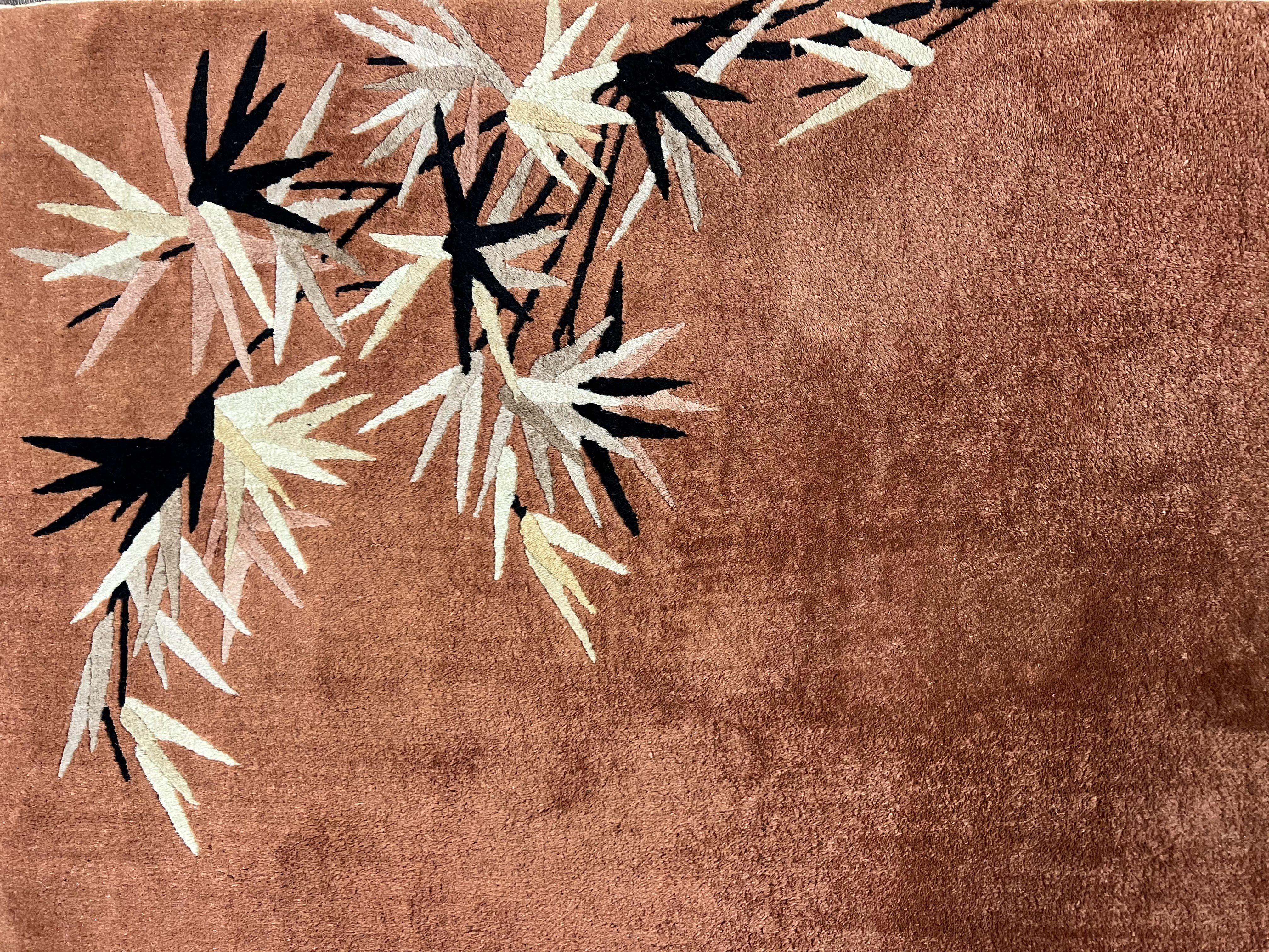 Chinese Art Deco Rug 3x5, Simple Design, Handmade, Vintage, Small Chinese Wool Rug, Red - Jewel Rugs