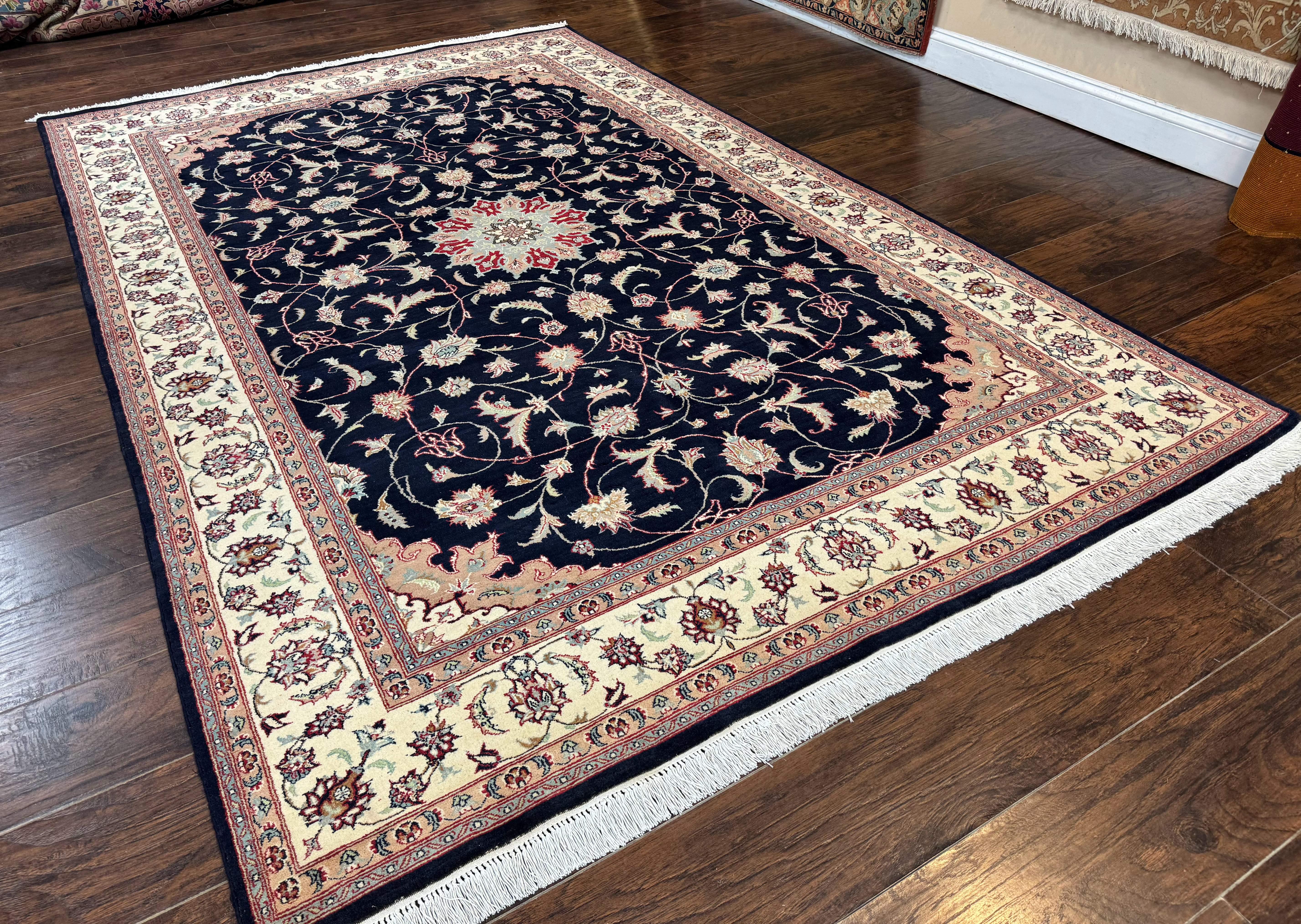 Navy Blue Pak Persian Rug 6x10, Floral Medallion, Traditional Persian Area Rug, Fine 240 KPSI - Jewel Rugs