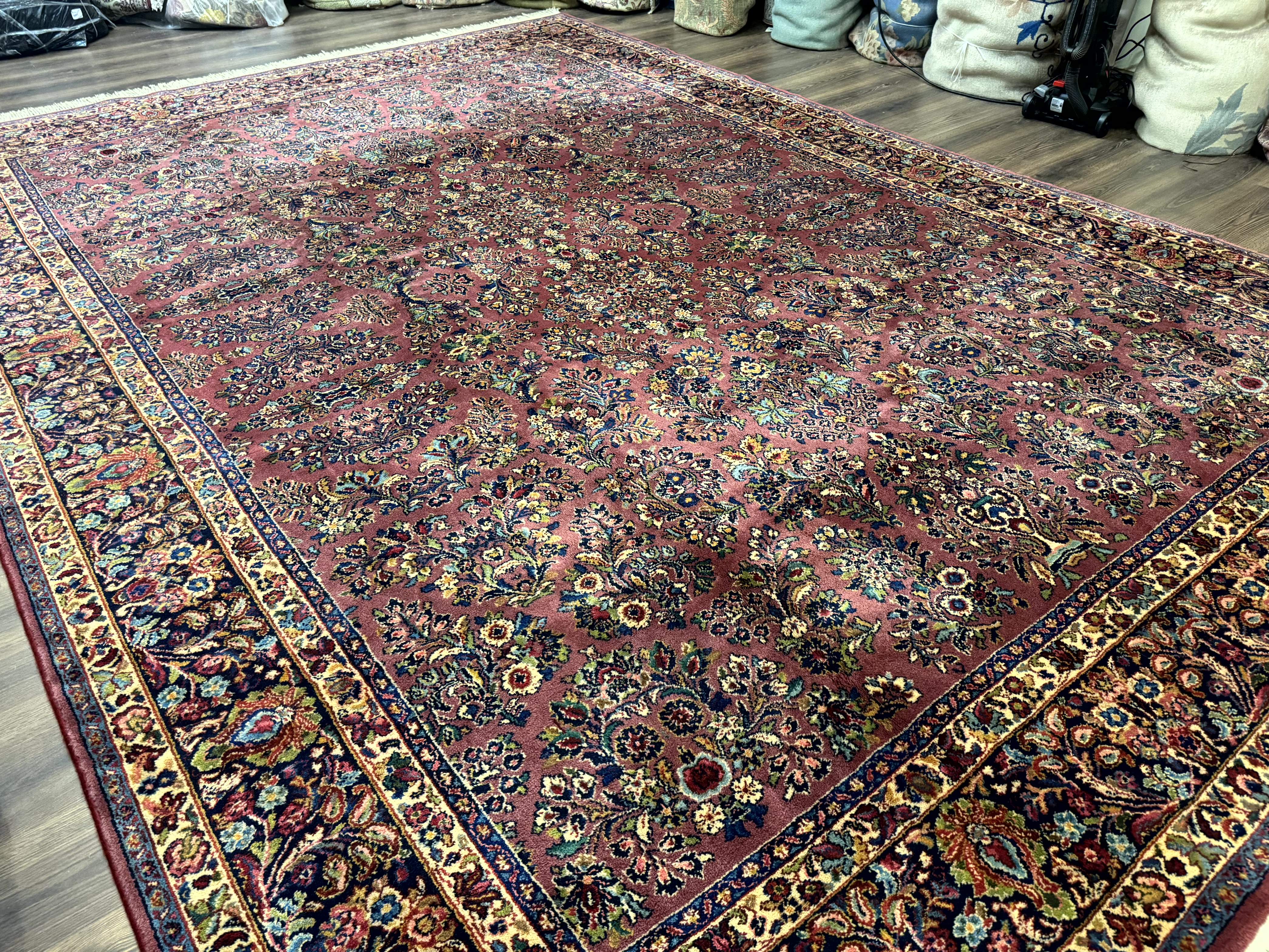 10x14 Karastan Rug Red Sarouk #785, Wool Original 700 Series - Jewel Rugs