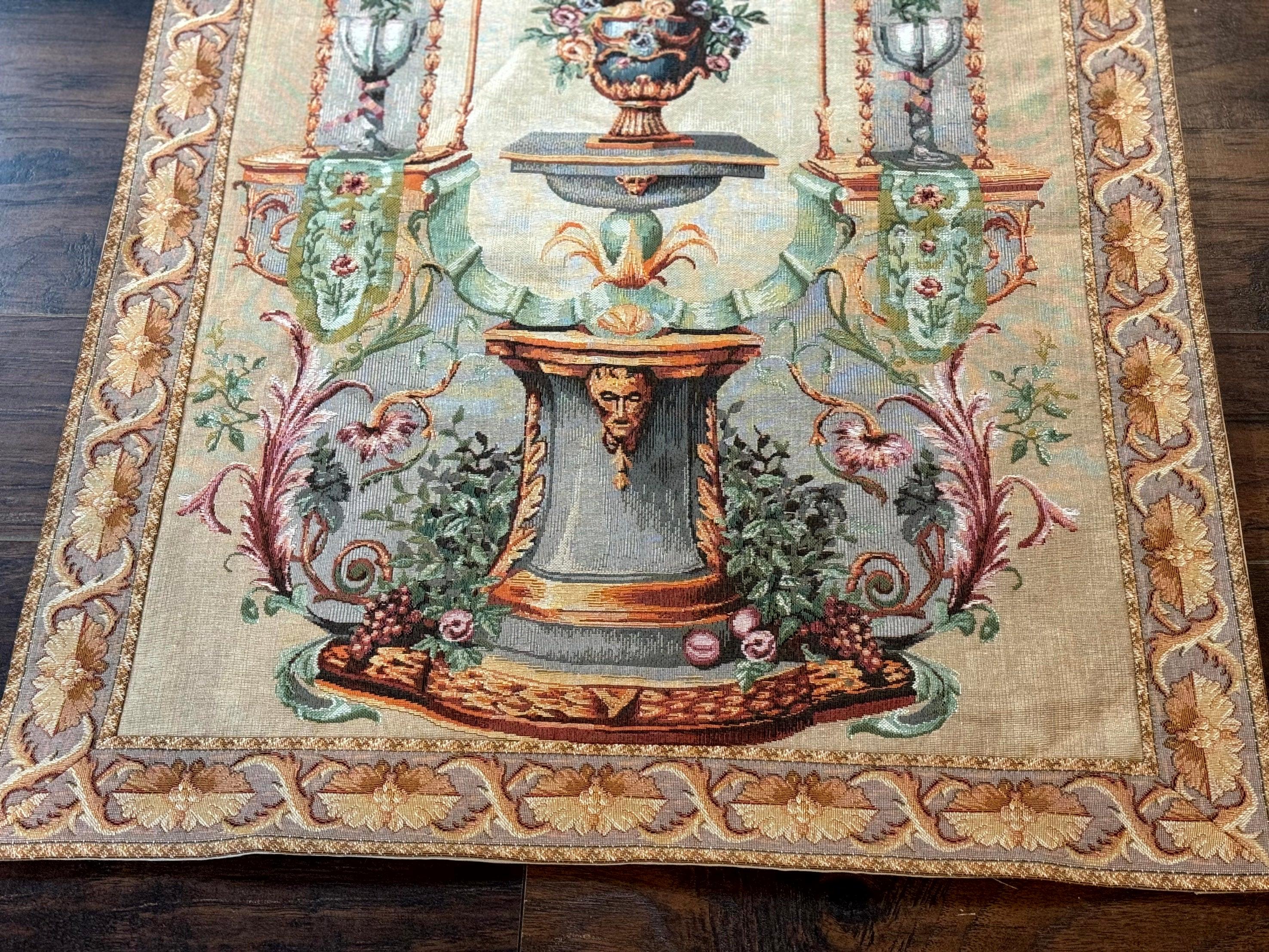 French Tapestry 3x6, Vertical Hanging Tapestry, French Garden, European Design, Elegant, One of Pair - Jewel Rugs