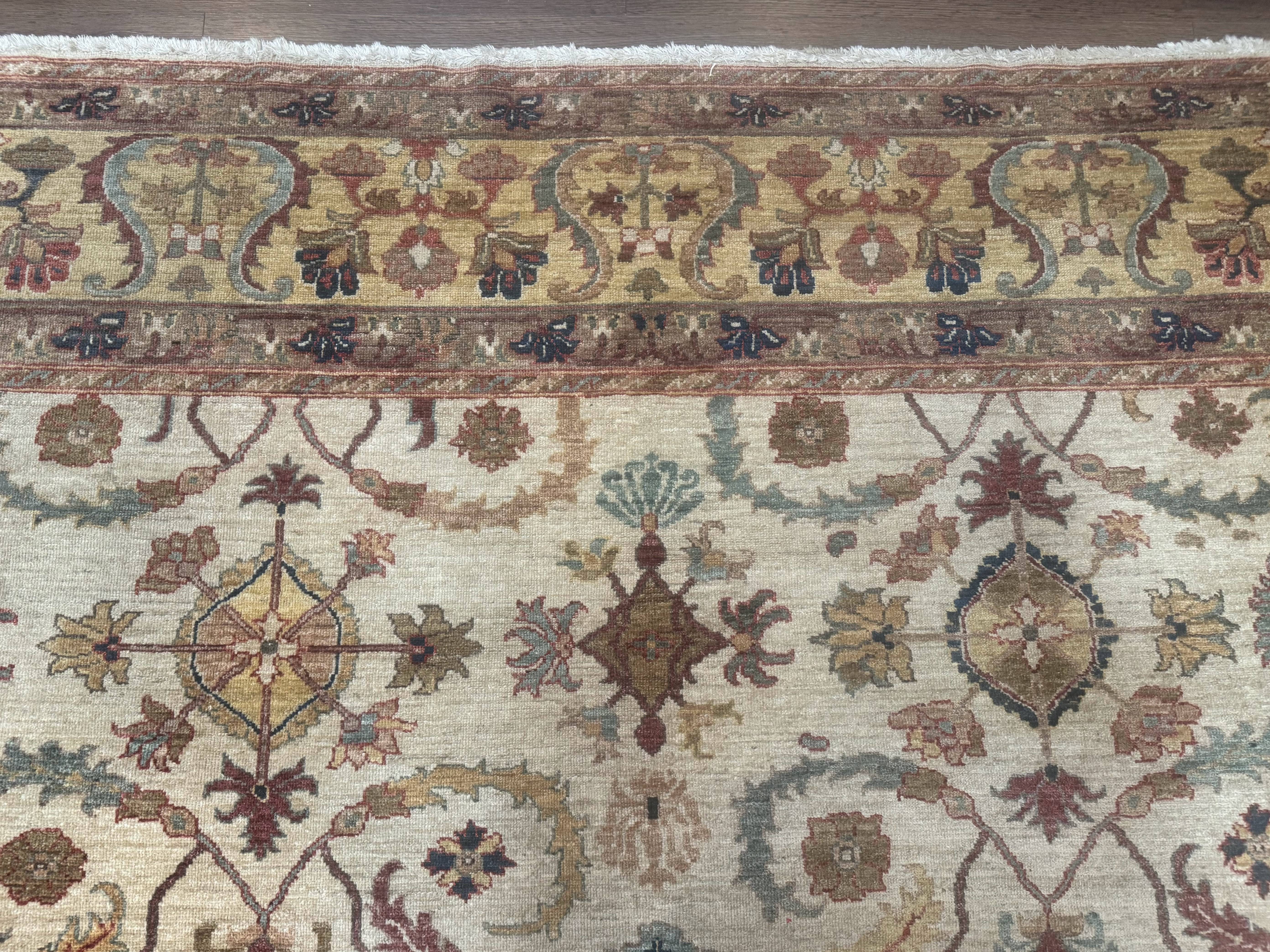 Egyptian Rug 9x12, Mahal Sultanabad Carpet, Handmade Wool Rug, Oatmeal Color - Jewel Rugs