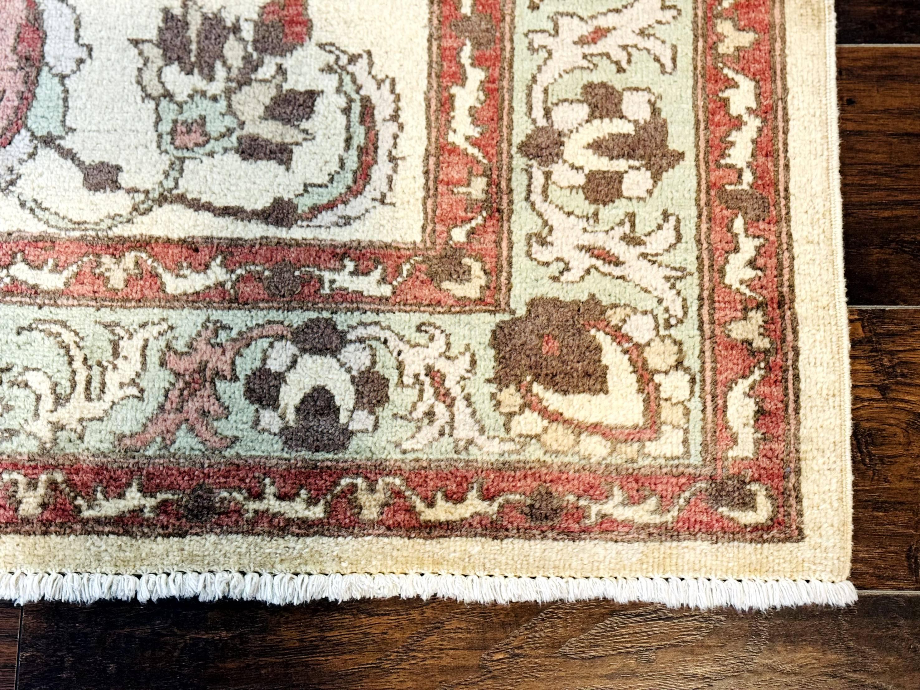 Indo Mahal Rug 4 x 5.6, Indian Handmade Wool Area Rug - Jewel Rugs