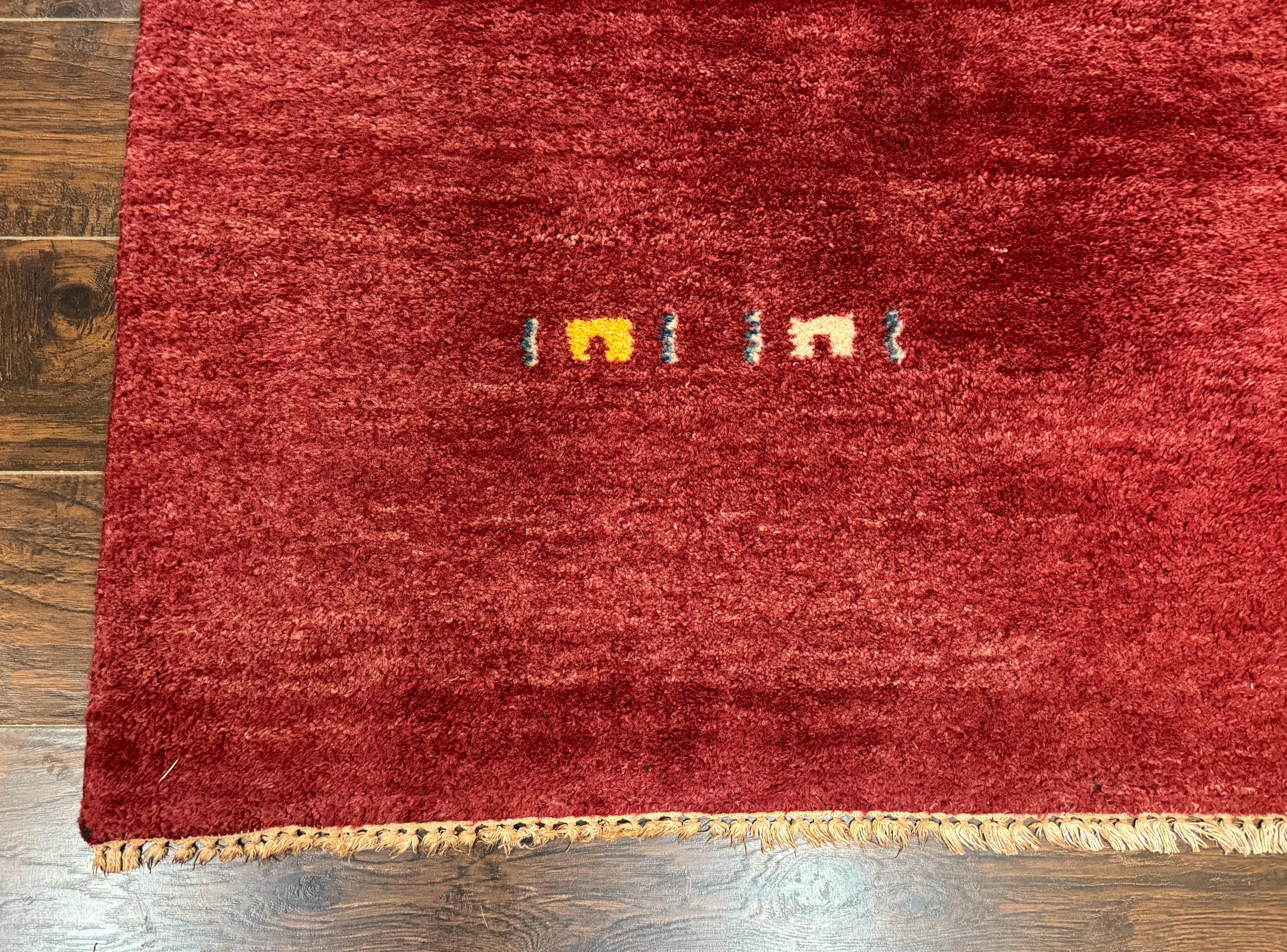 Modern Indo Persian Gabbeh Rug 7x10, Red, Tribal Area Rug - Jewel Rugs