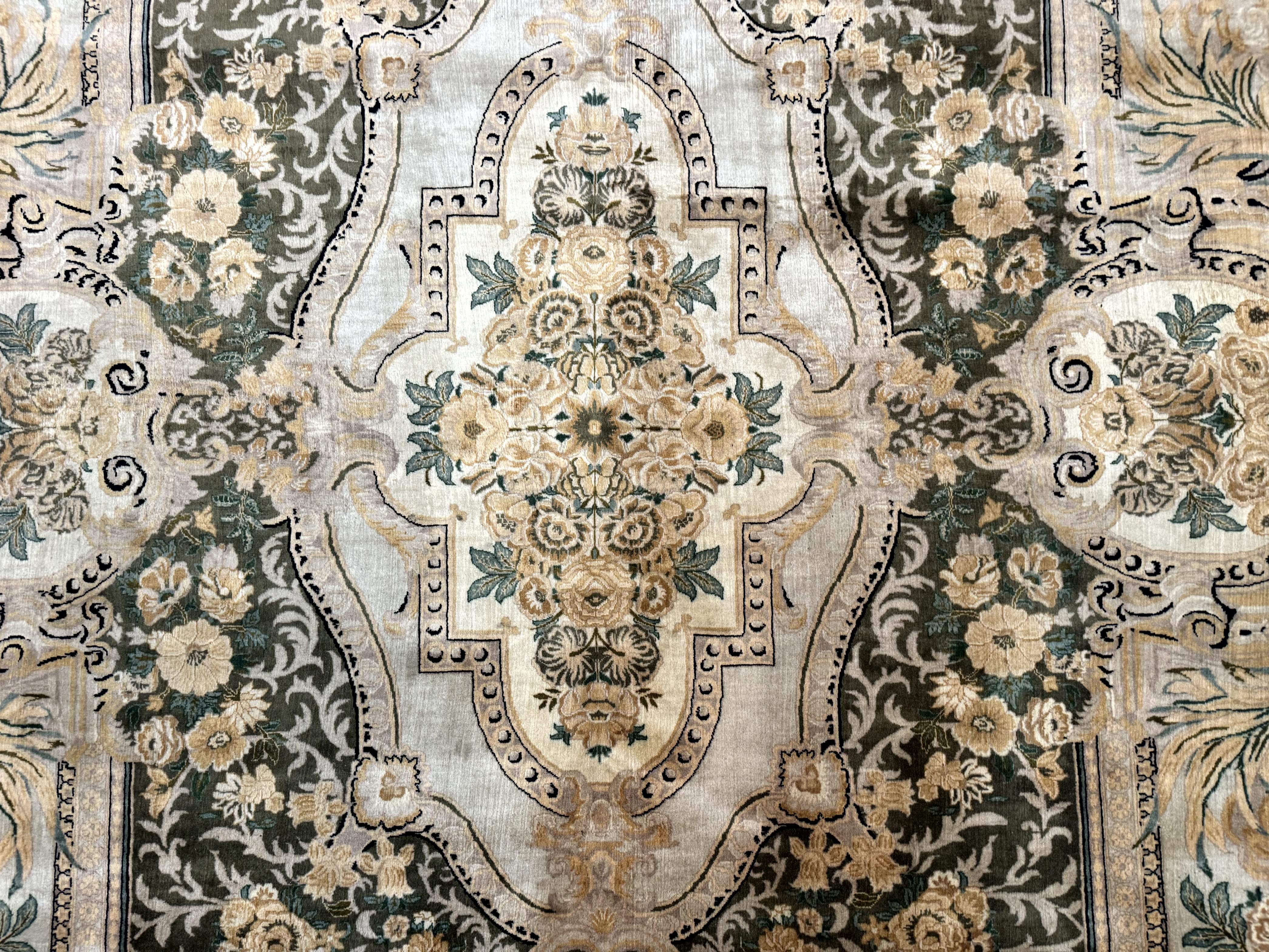 Aubusson Rug 8x10, Very Fine 225 KPSI, Floral, French European Design, Pakistani Carpet - Jewel Rugs