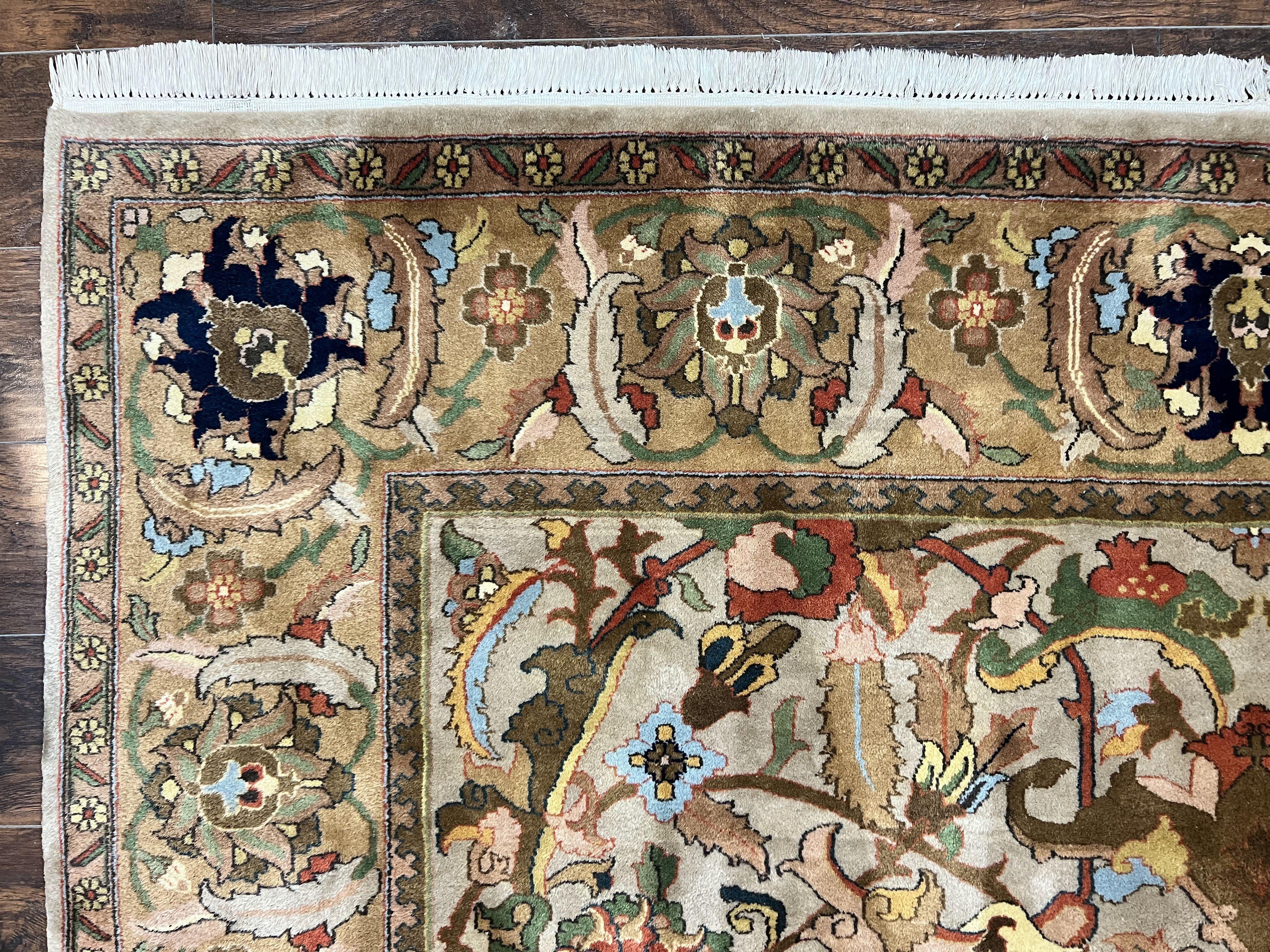 Indian Agra Rug 8x10, Wool Vintage Handmade Carpet, Gray Brown - Jewel Rugs