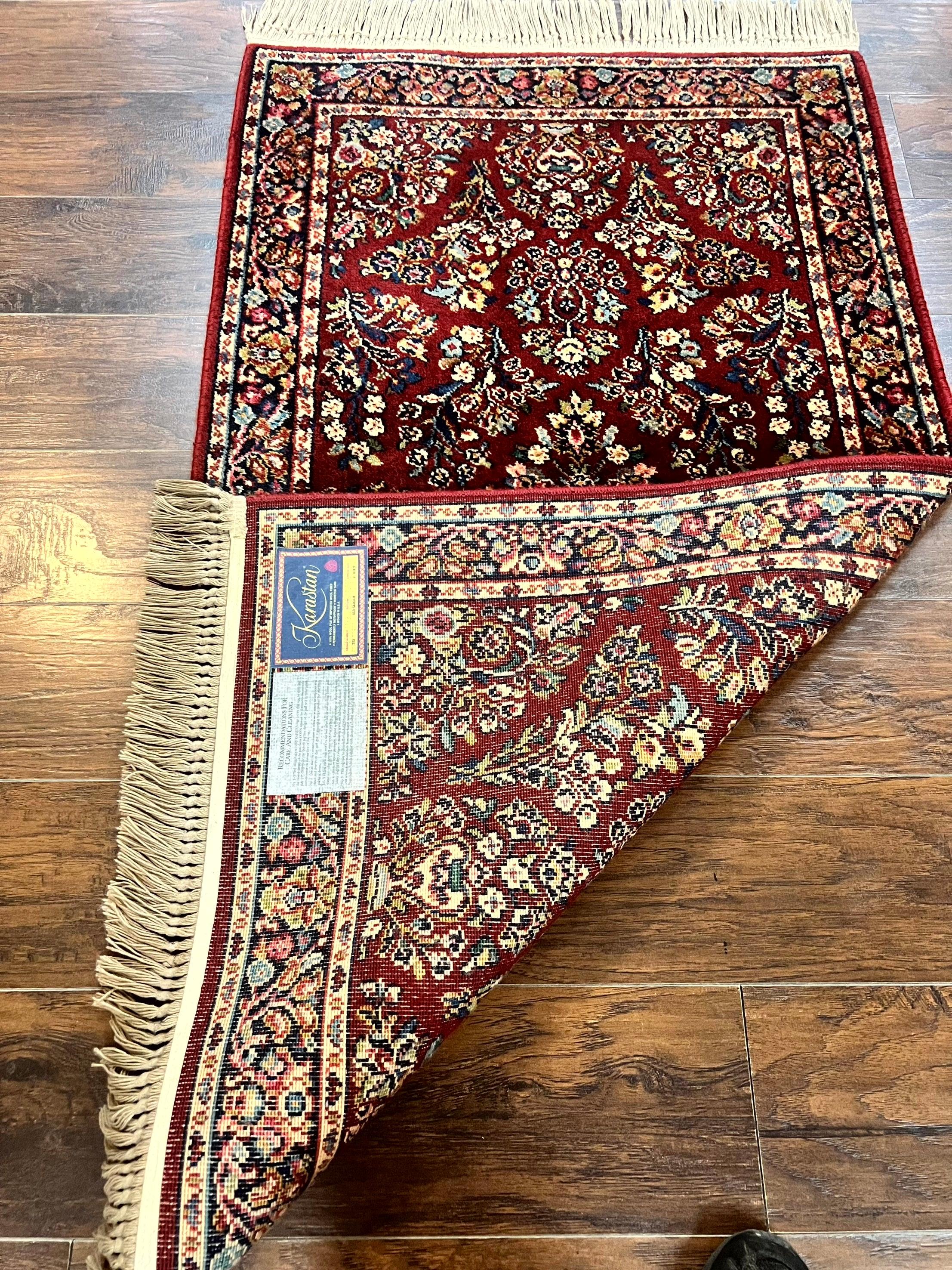 Karastan Rug 3x5 Red Sarouk #785, Small Karastan Wool Pile Rug, Original 700 Series, Discontinued Vintage Karastan Carpet - Jewel Rugs
