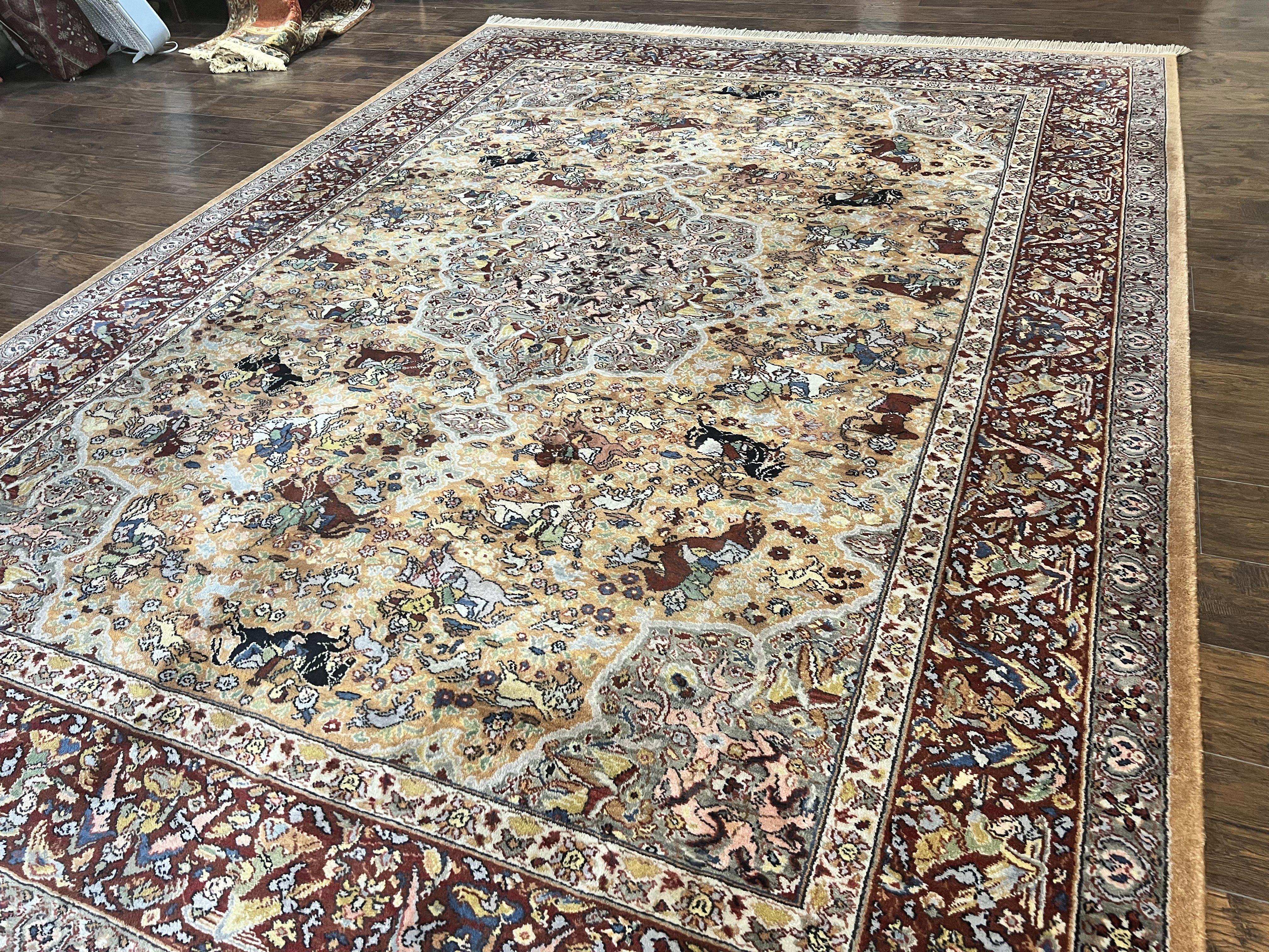 Karastan Rug 8.8 x 12 Persian Hunting Rug #723, Wool Pile Karastan Area Rug, Discontinued Original 700 Series Karastan Carpet, Room Sized - Jewel Rugs