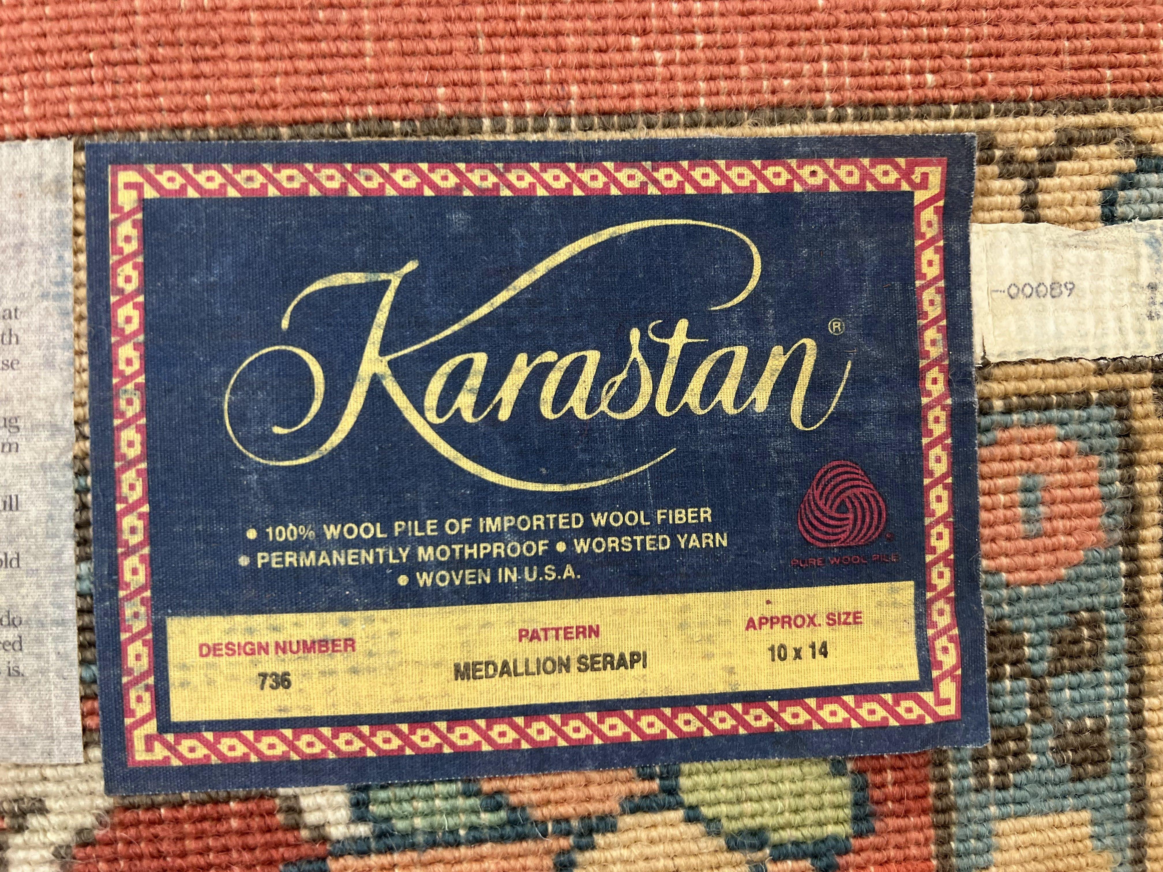 10x14 Karastan Medallion Serapi Rug #736, Vintage Wool Pile Large Karastan Carpet 10 x 14 ft, Discontinued Original 700 Series Area Rug - Jewel Rugs