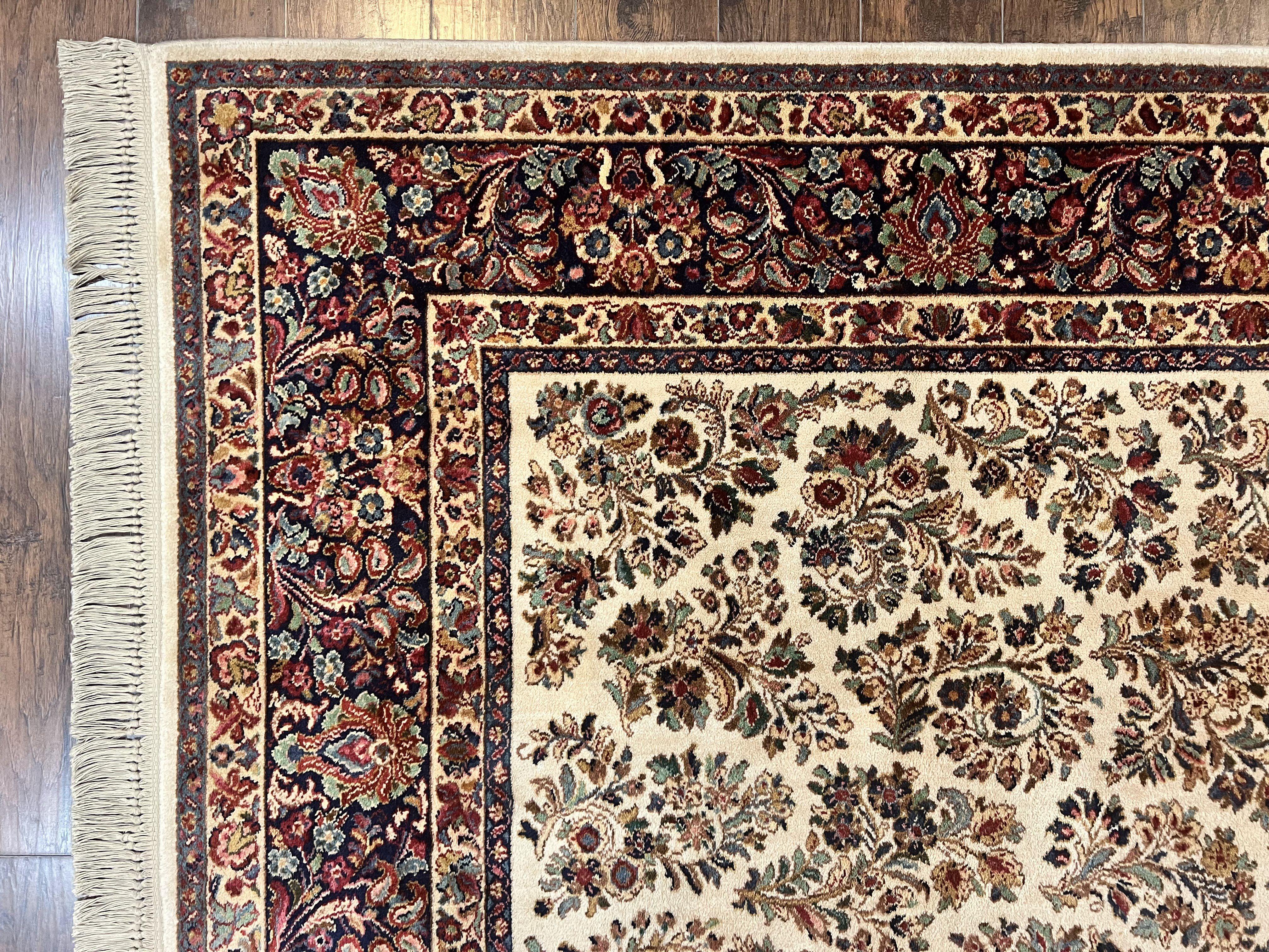 Karastan Rug 8' 8" x 12', Ivory Sarouk #760, Original Karastan Carpet 700 Series, Wool Karastan Area Rug, USA Made, Large Karastan w/ Label - Jewel Rugs