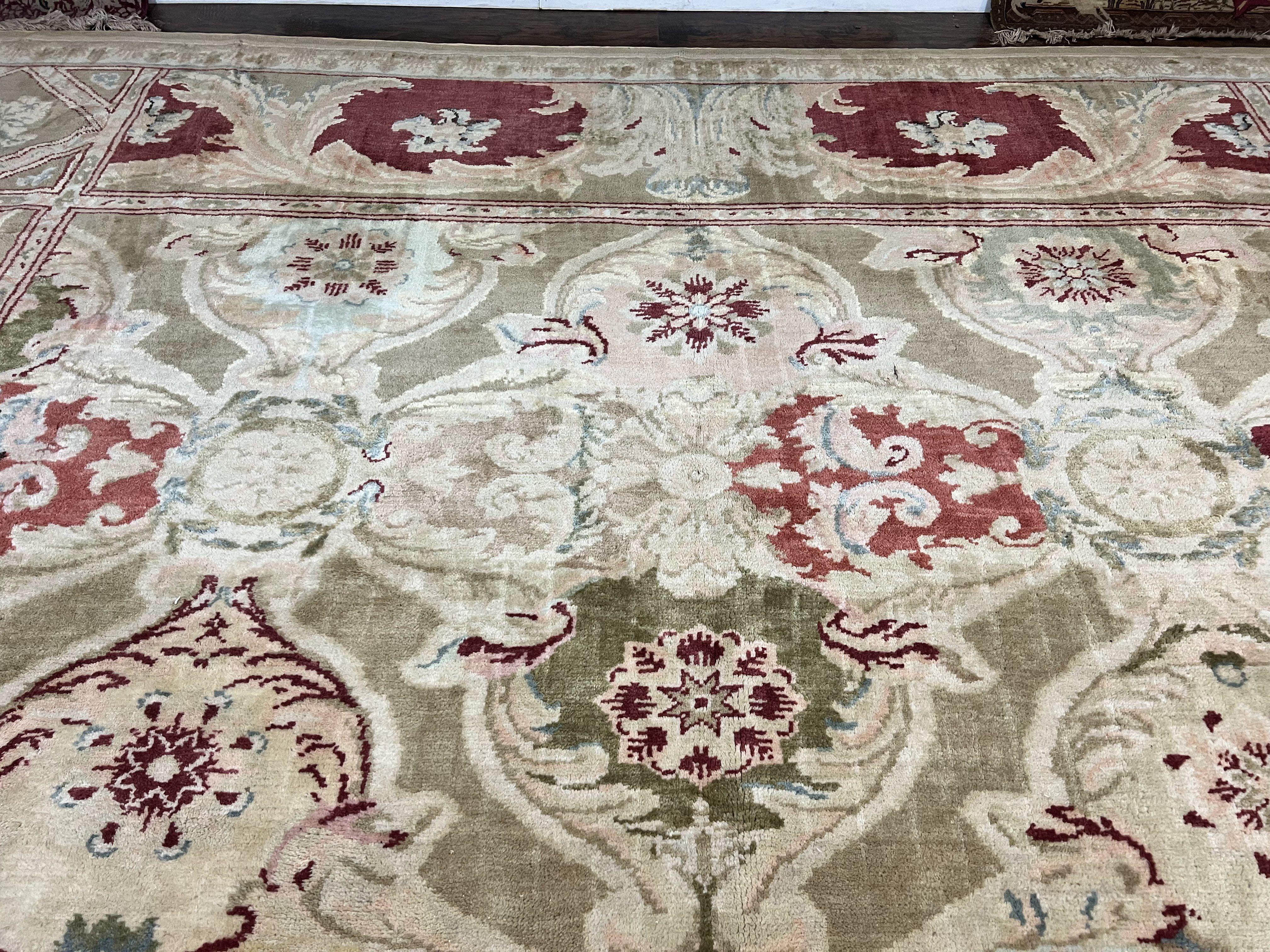 Large Egyptian Oushak Rug 12x21, Wool Handmade Vintage Carpet, Allover Pattern, Oversized 12 x 21 ft Traditional Rug - Jewel Rugs