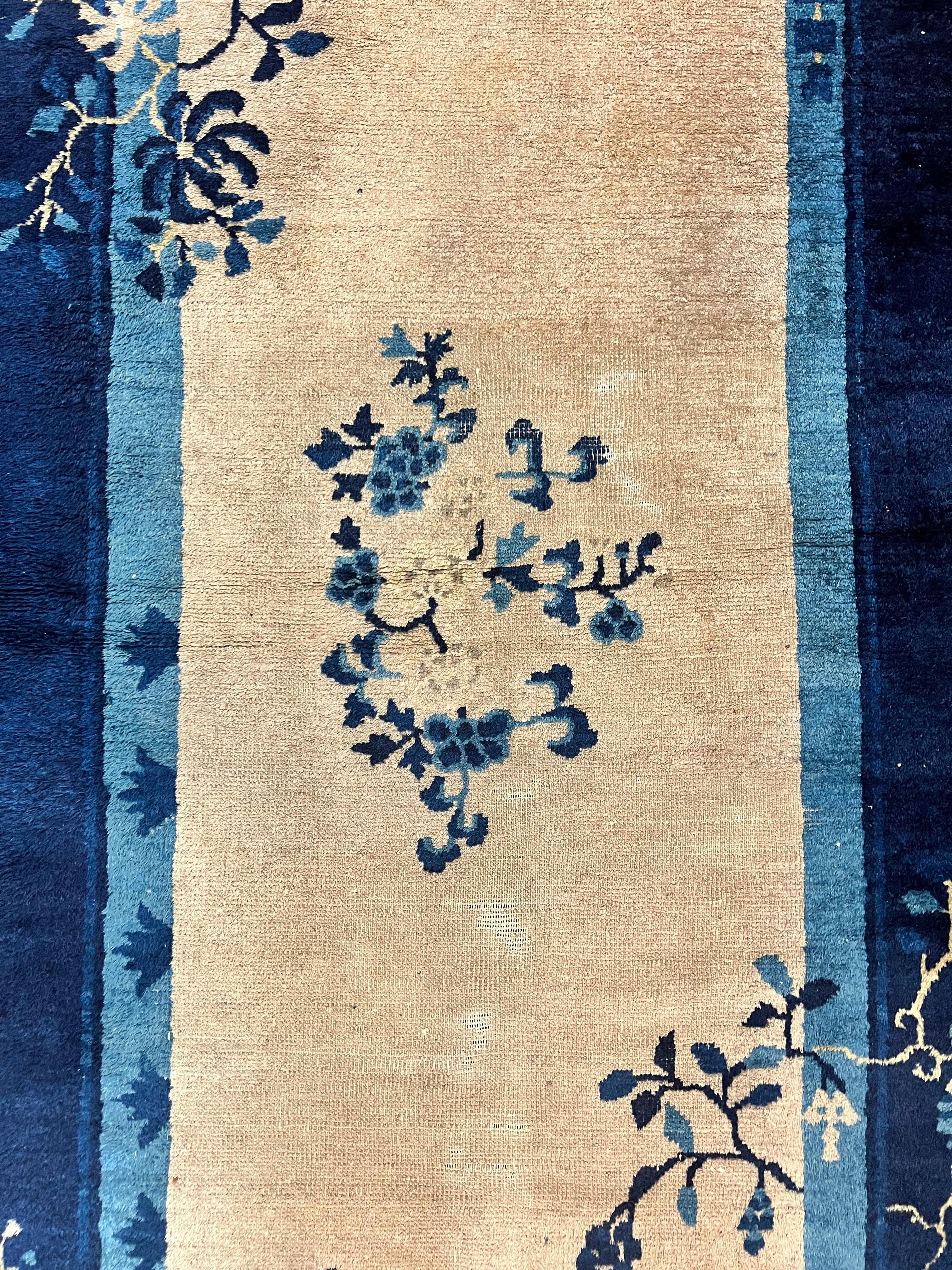 Antique Chinese Wool Rug 3x6, Floral, Handmade, Chinese Peking Rug - Jewel Rugs