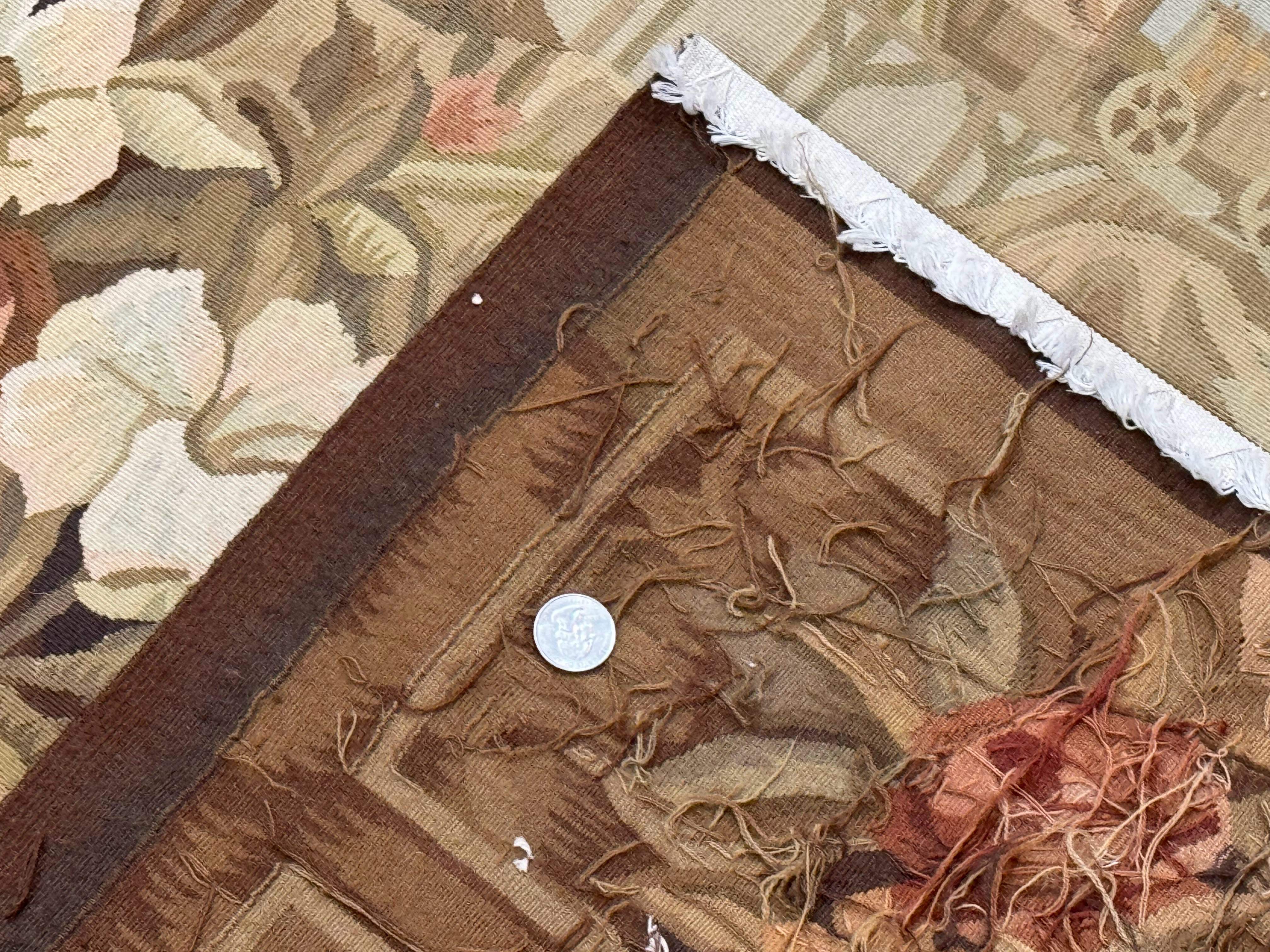 Vintage French Tapestry 5x7, Handmade, Wool, Aubusson Weave - Jewel Rugs