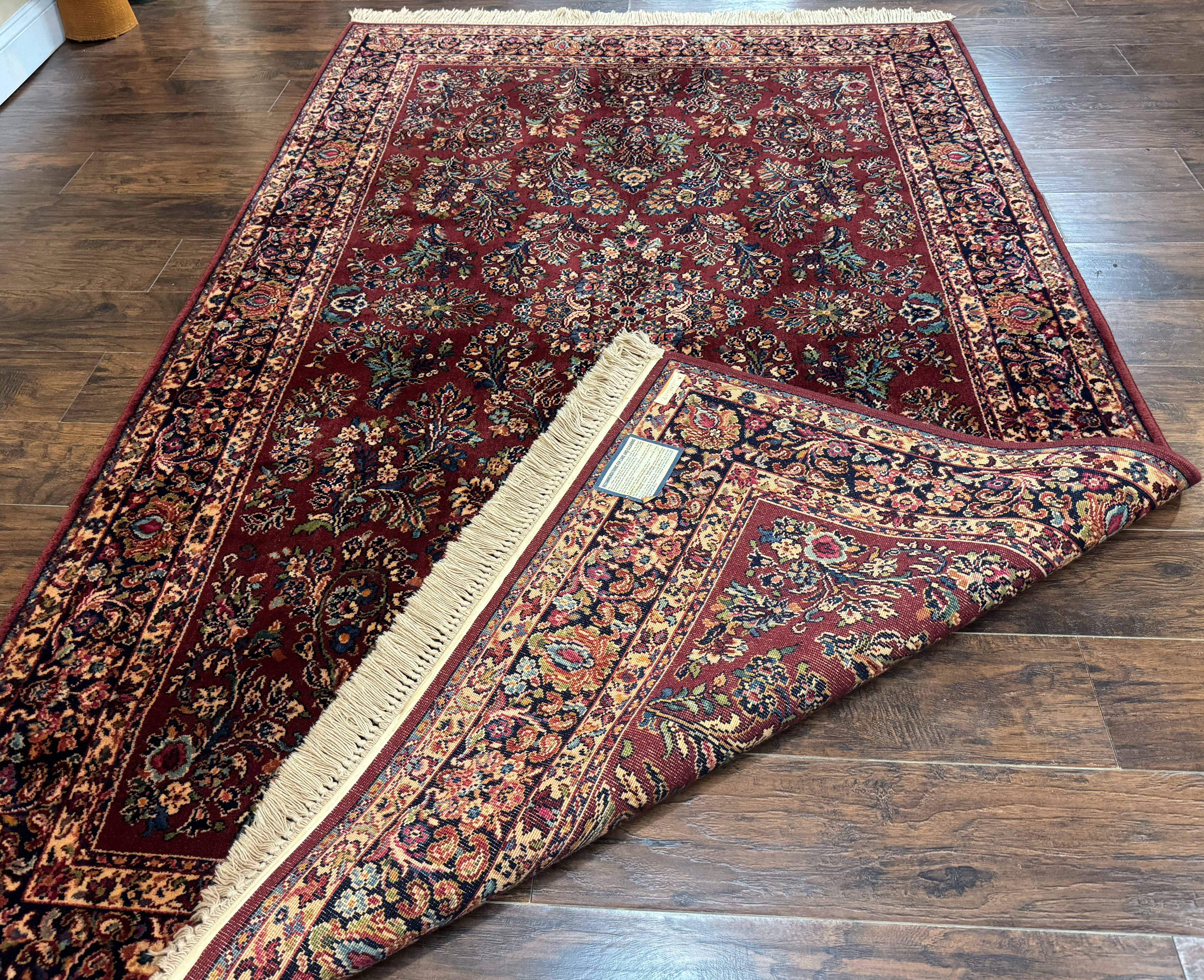 5.9 x 9 Karastan Rug Red Sarouk Rug #785, 100% Wile Pile Carpet, Original 700 Series, Vintage - Jewel Rugs