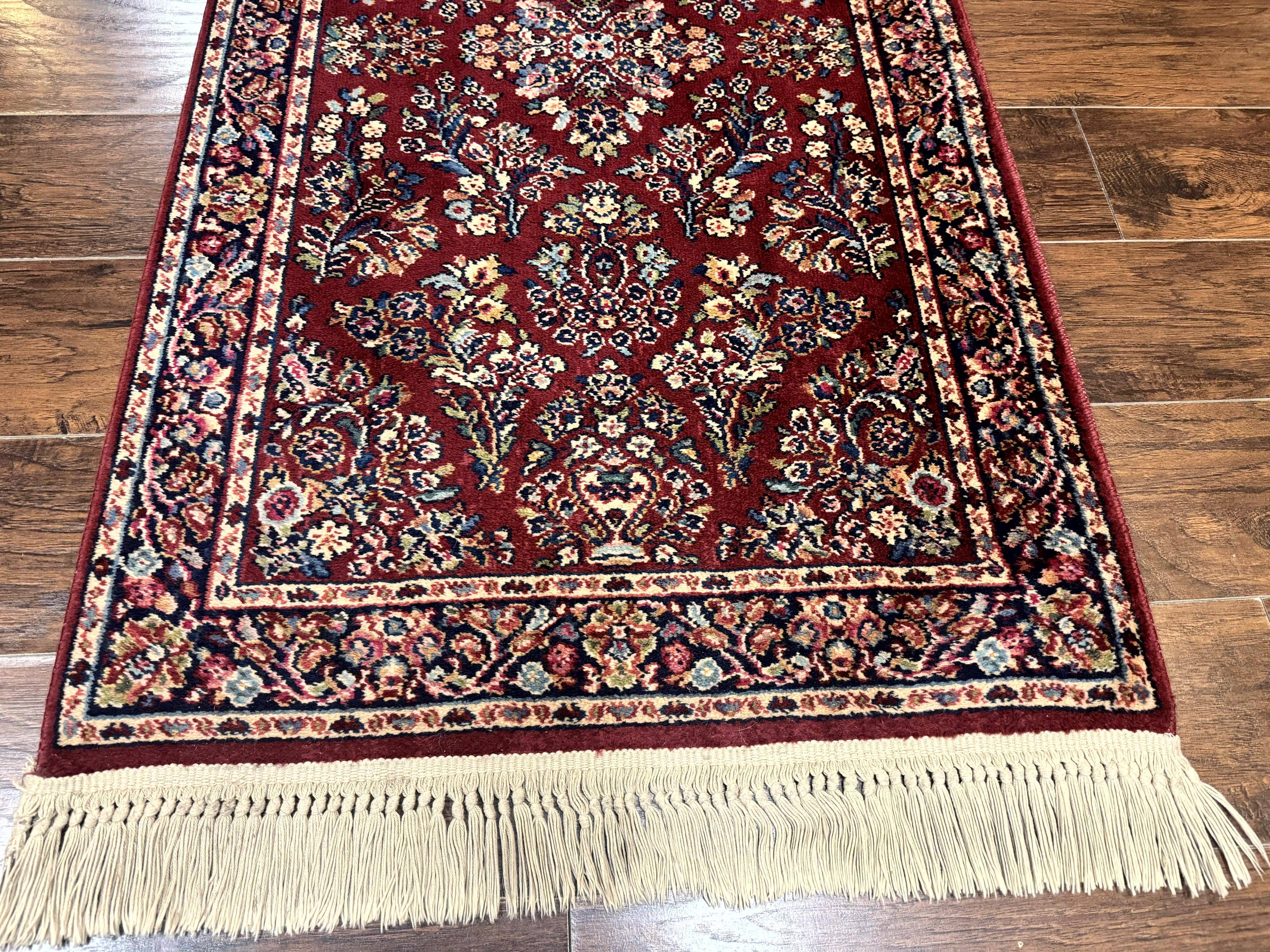 Karastan Runner Rug 3x12 Red Sarouk #785, Original 700 Series, 2.10 x 12 ft Runner, Wool Karastan Runner Rug, Rare - Jewel Rugs