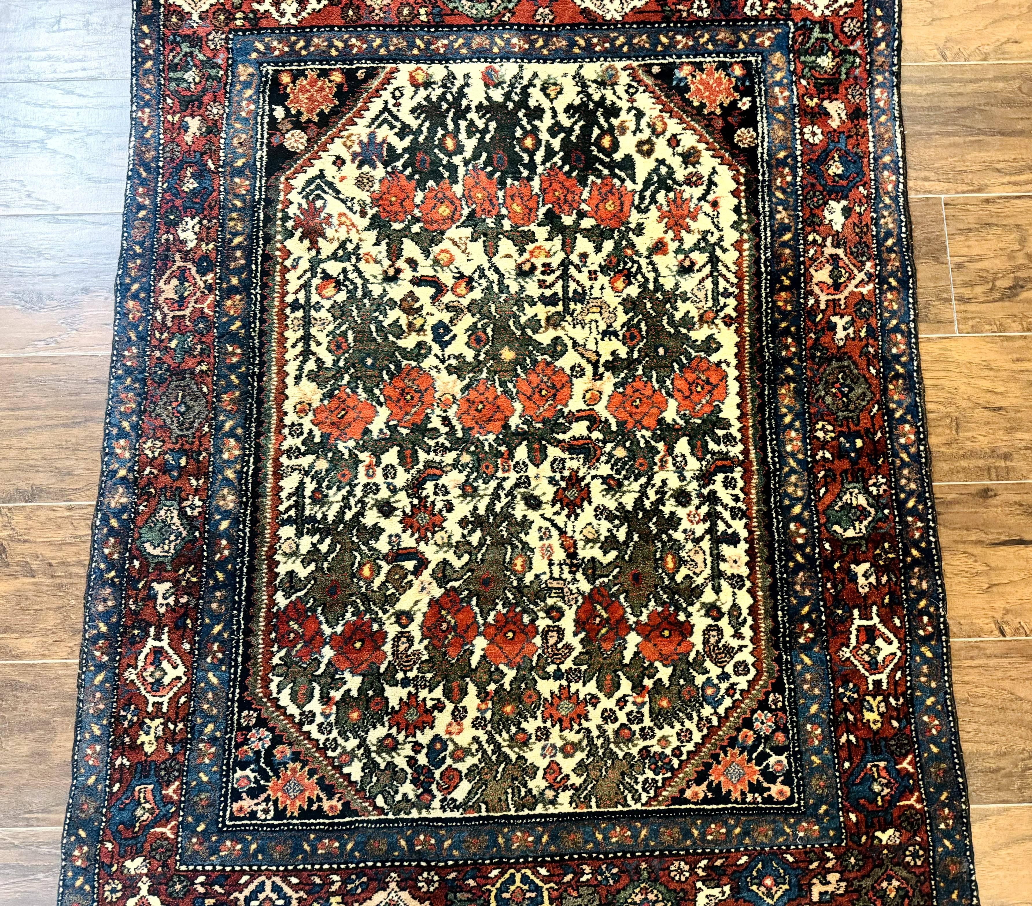 Persian Tribal Rug 3x5, Antique Persian Carpet, Floral Roses, Handmade, Persian Zanjan Rug - Jewel Rugs