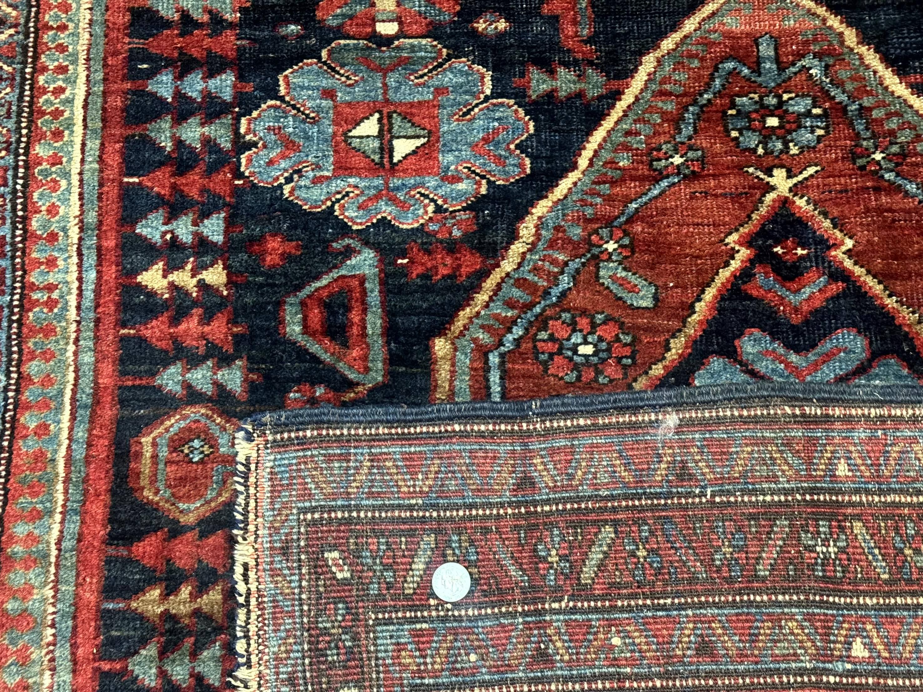 Antique Persian Bidjar Rug 5x6, Navy Blue and Red, Persian Tribal Rug - Jewel Rugs