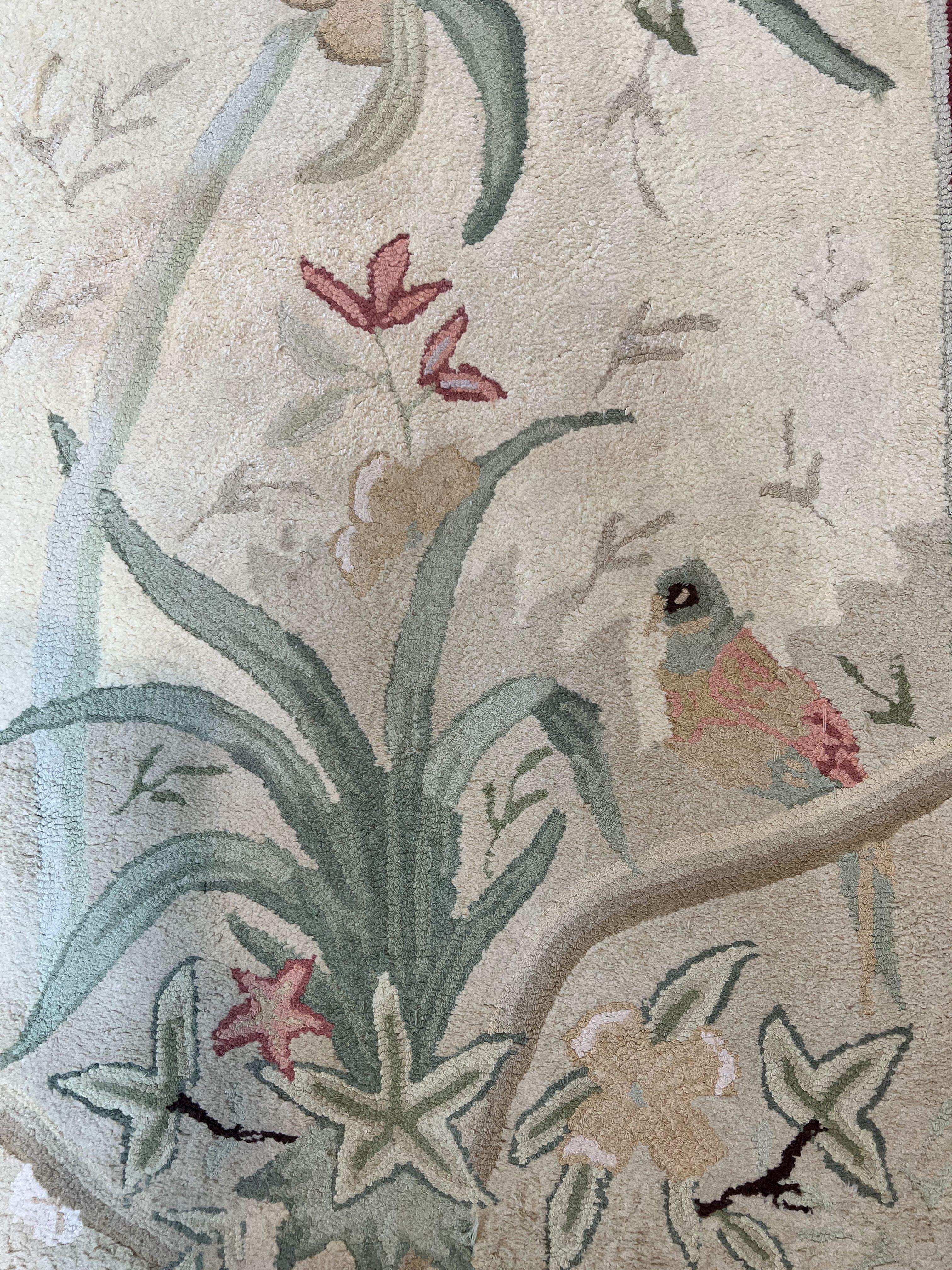 Chinese Hooked Runner Rug 2x8, Simple Design, Vintage, Birds, Rug for Hallway 2 x 8 ft - Jewel Rugs