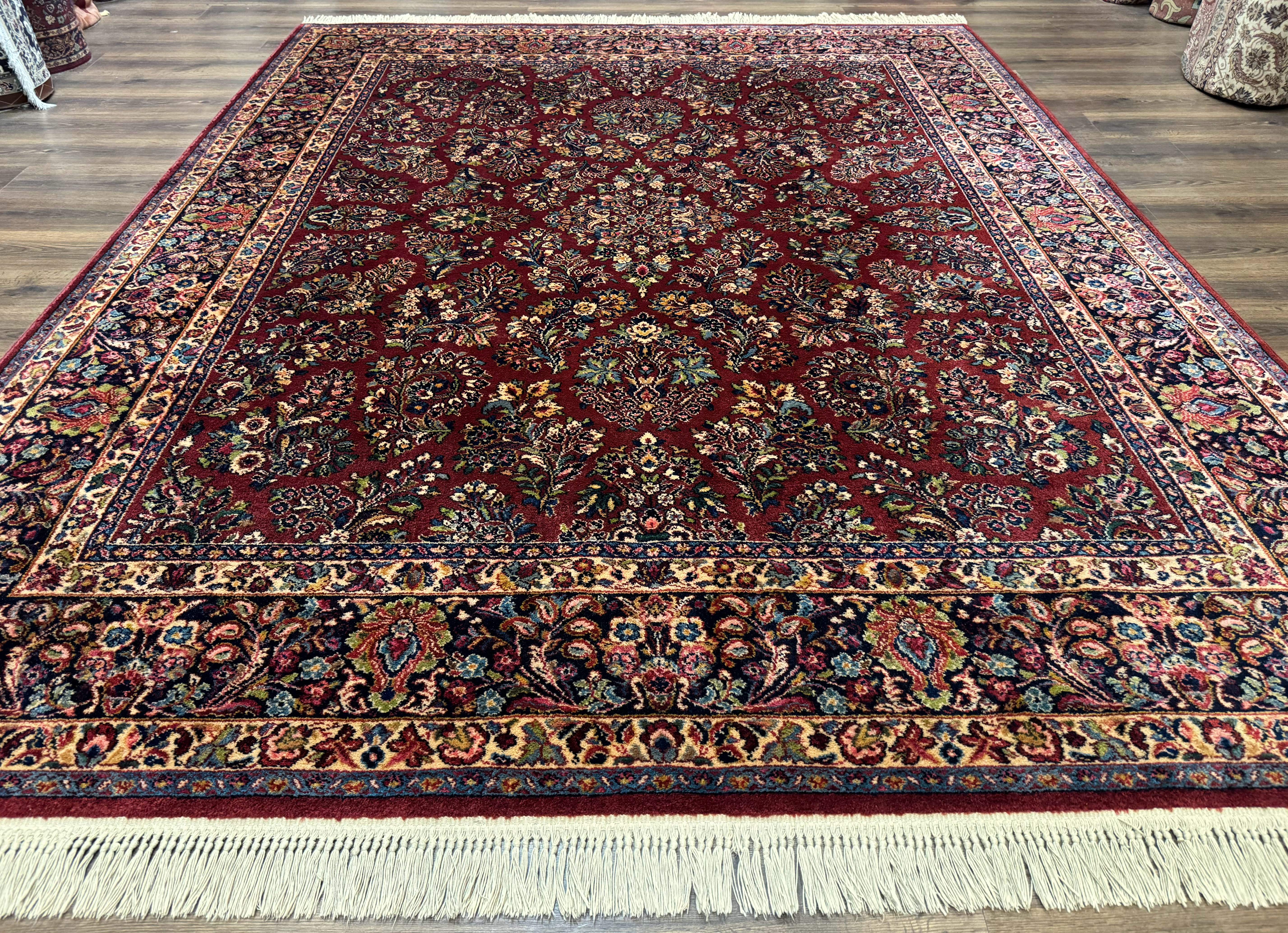 8.8 x 10.6 Karastan Red Sarouk Rug #785, Wool Pile Original 700 Series - Jewel Rugs