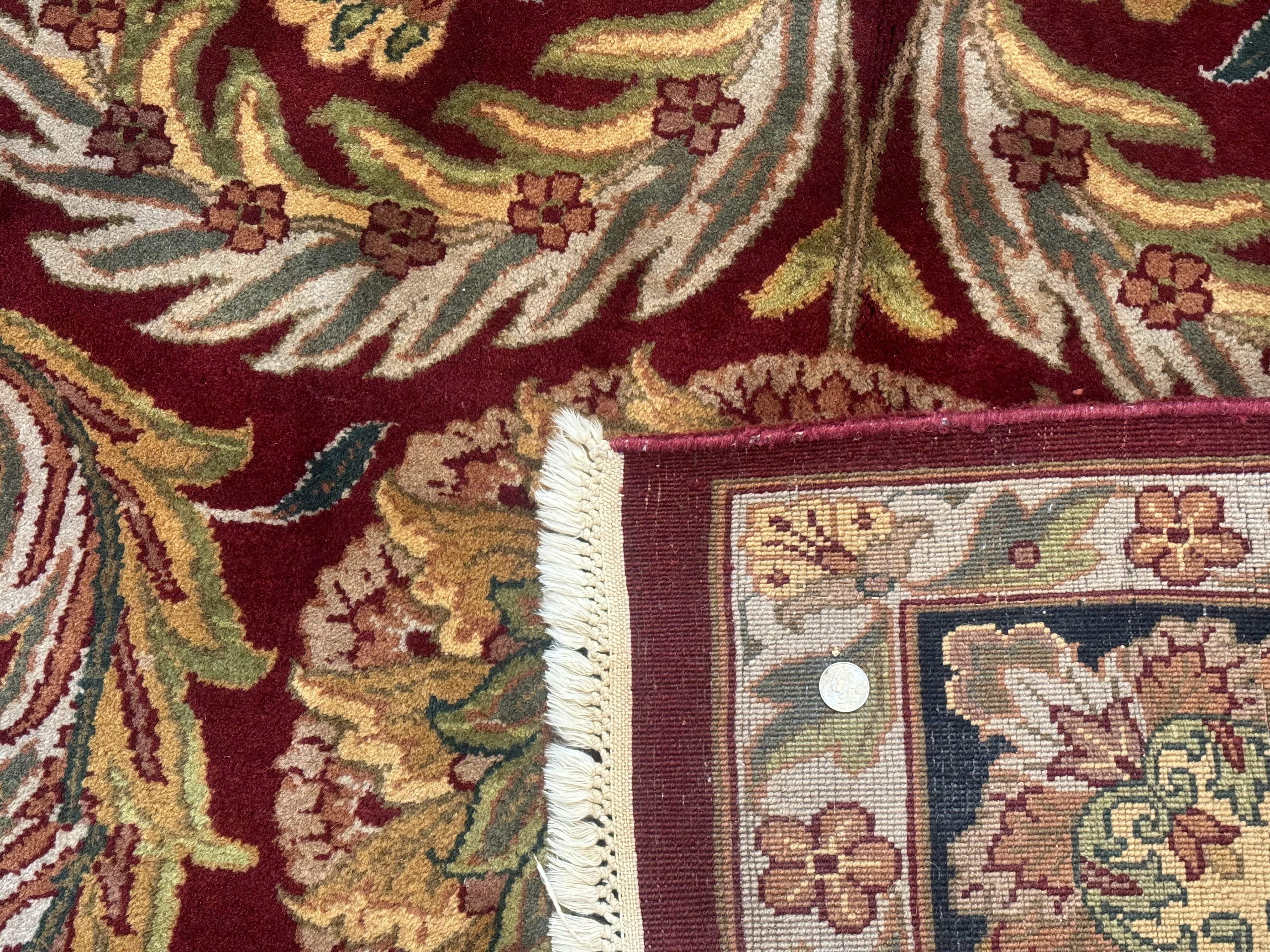 Indian Agra Rug 9x12 – Red, Hand-Knotted Wool Vintage Carpet - Jewel Rugs