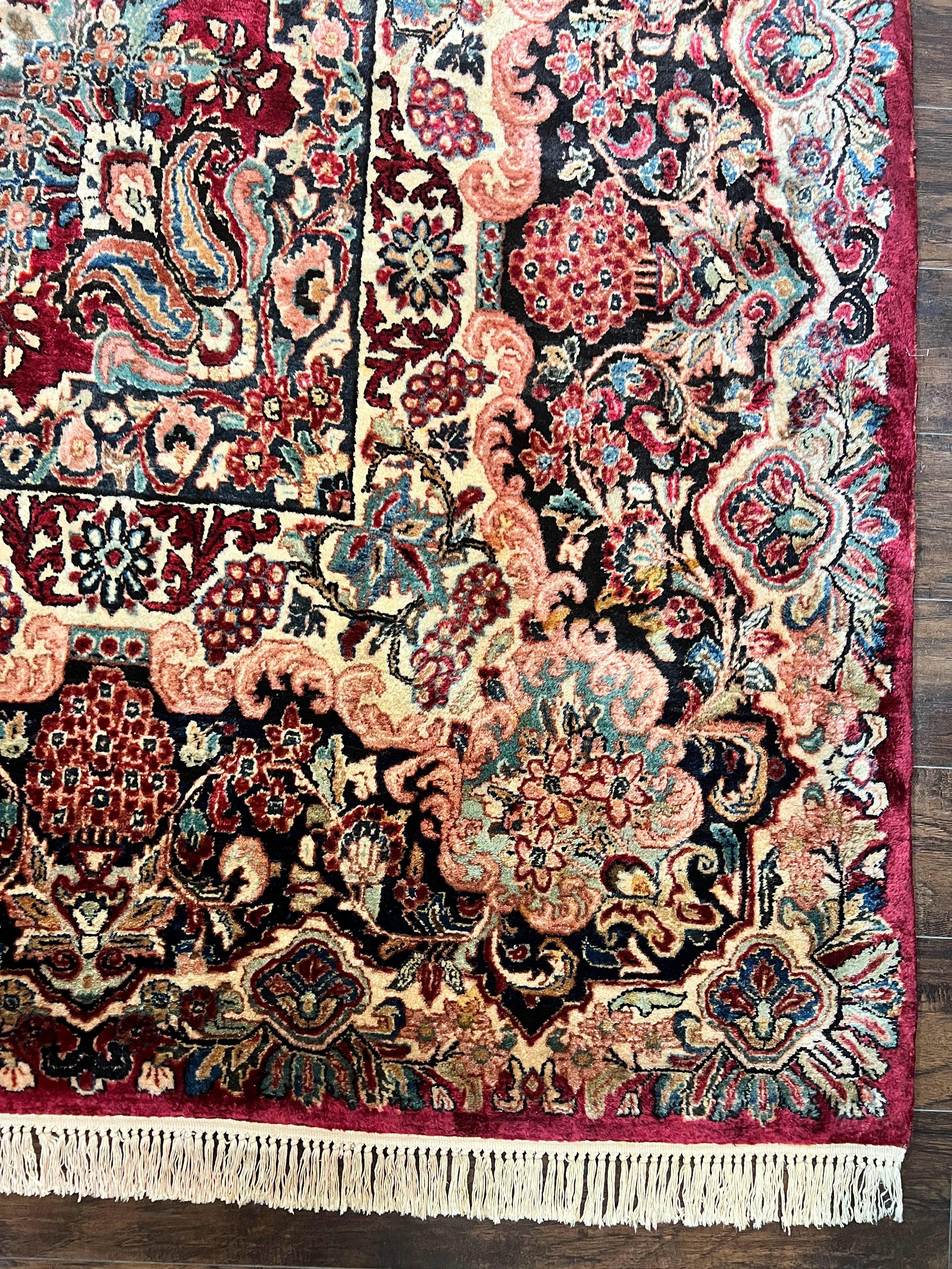 Persian Sarouk Rug 12x17, Wool Hand Knotted Antique Carpet, Dark Red, Traditional Floral Oriental Rug, 12 x 17 Extra Large Handmade Rug - Jewel Rugs