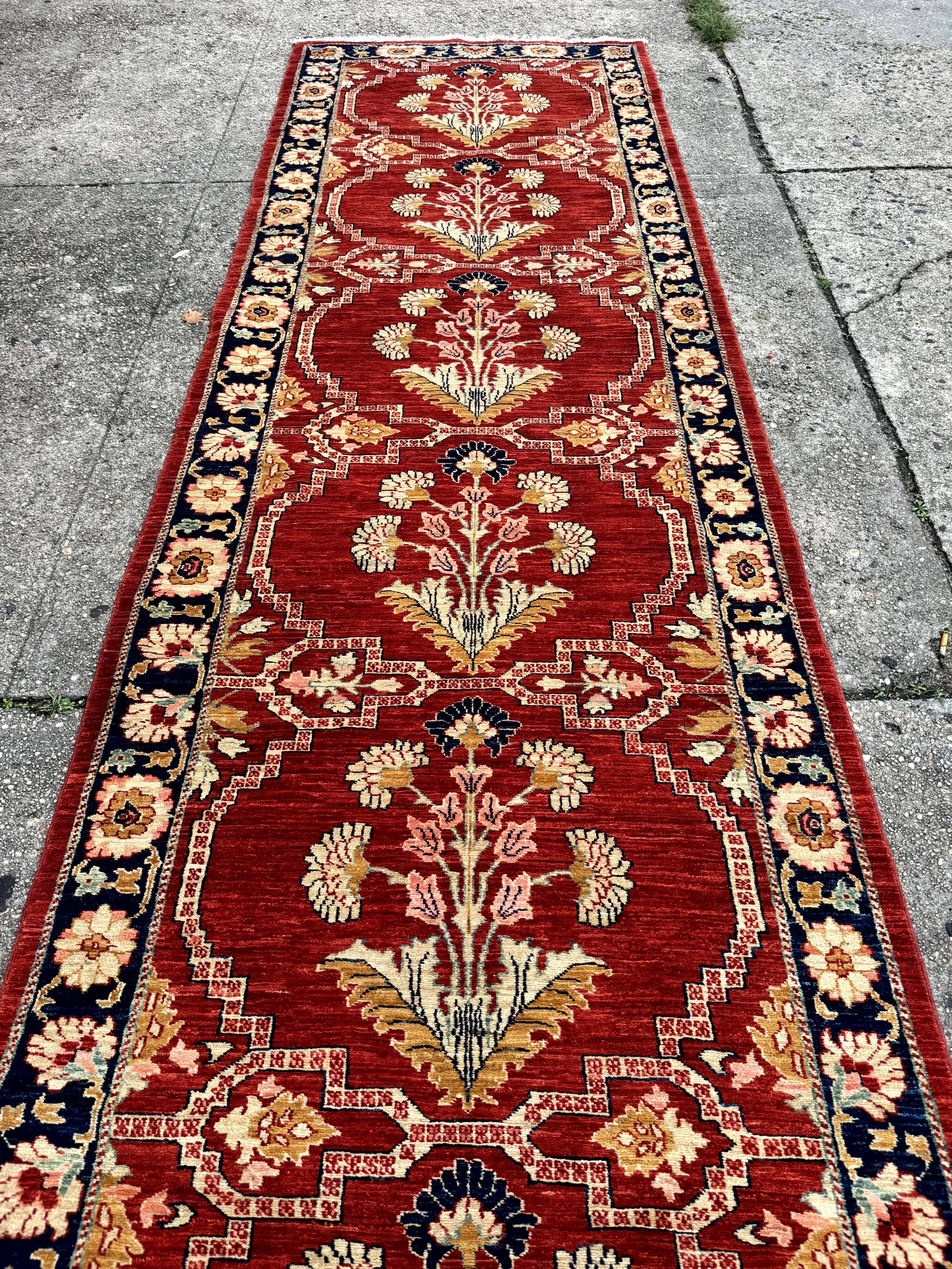 Rare Extra Long Runner Rug 3.9 x 50 ft, Handmade, Wool, Egyptian, Red, Floral, Custom Size - Jewel Rugs