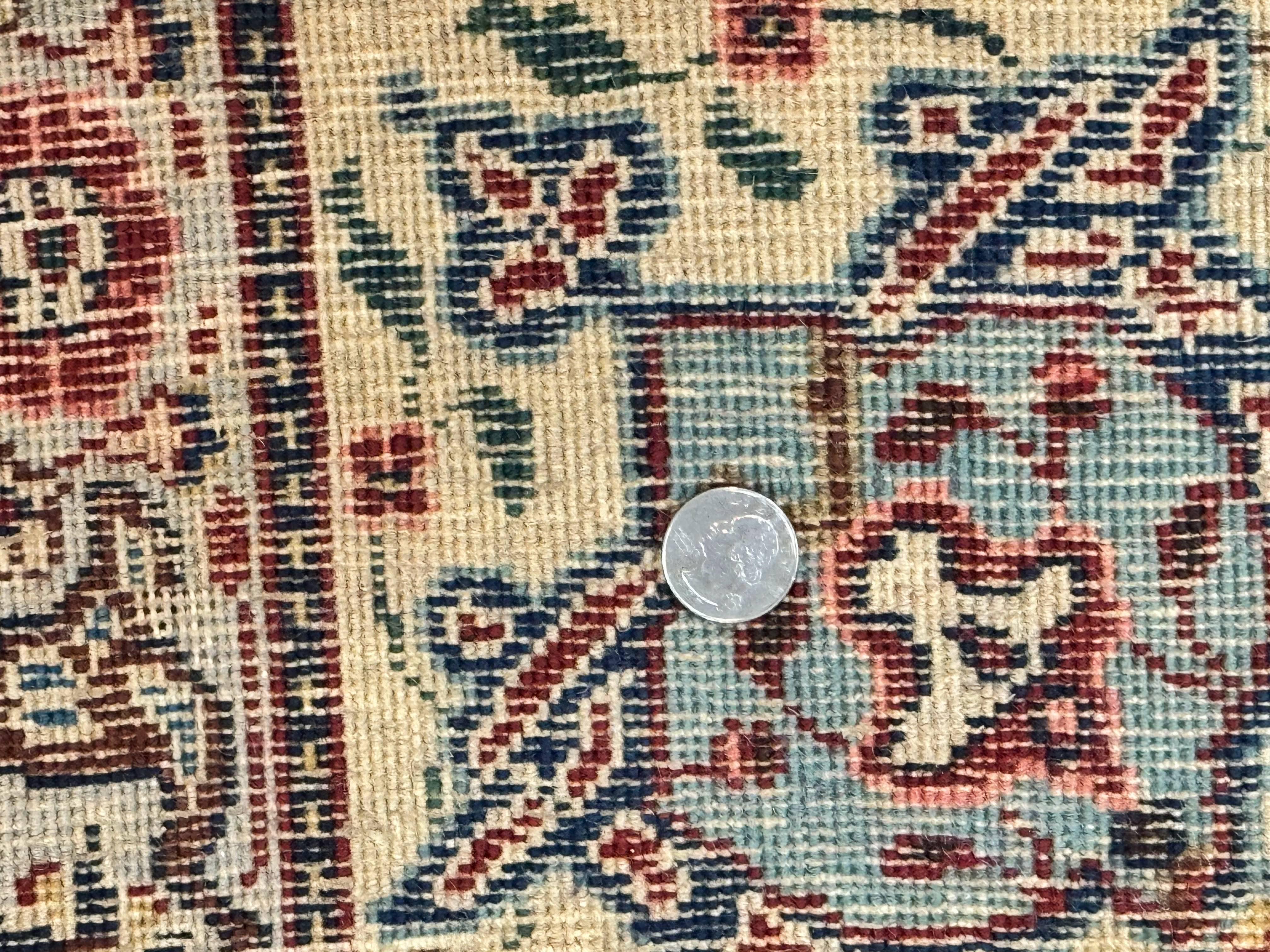 Antique Persian Tabriz Rug 8x10, Cream and Light Blue, Floral Allover, Signed, Handmade Wool Rug - Jewel Rugs