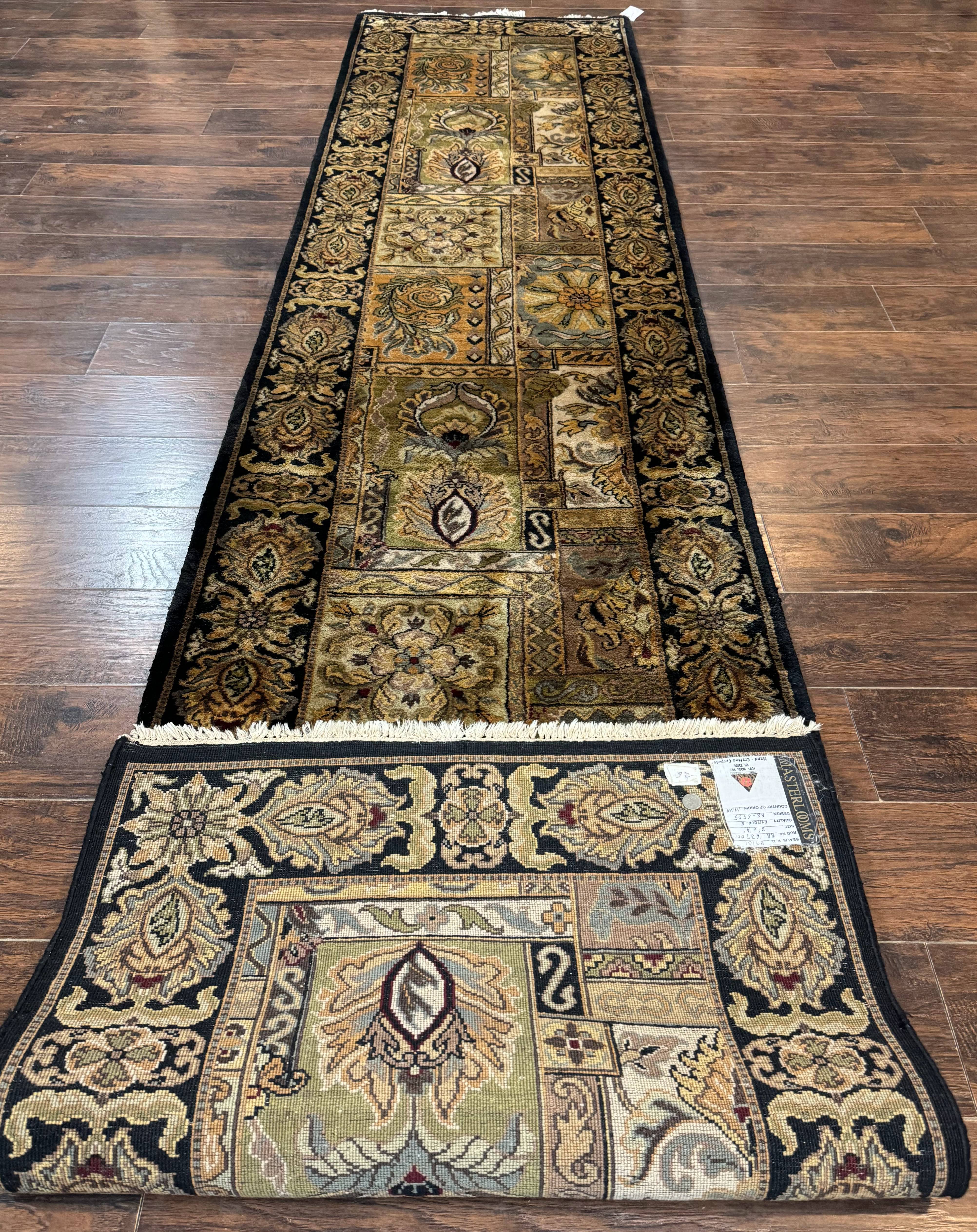 Indian Runner Rug 3x14, Panel Design, Oriental Carpet for Hallway - Jewel Rugs